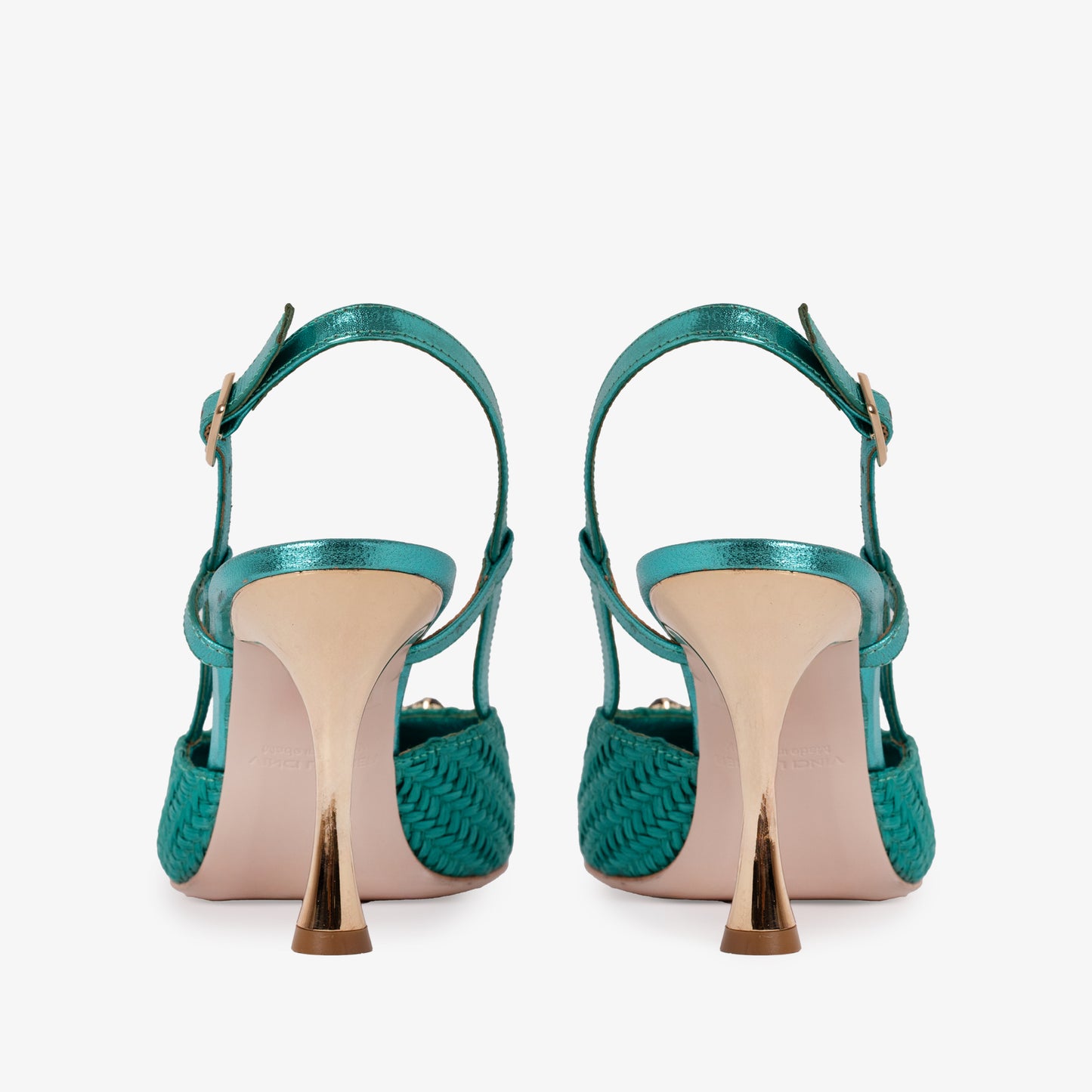 Sandalia con tira trasera en piel color turquesa Luna para mujer