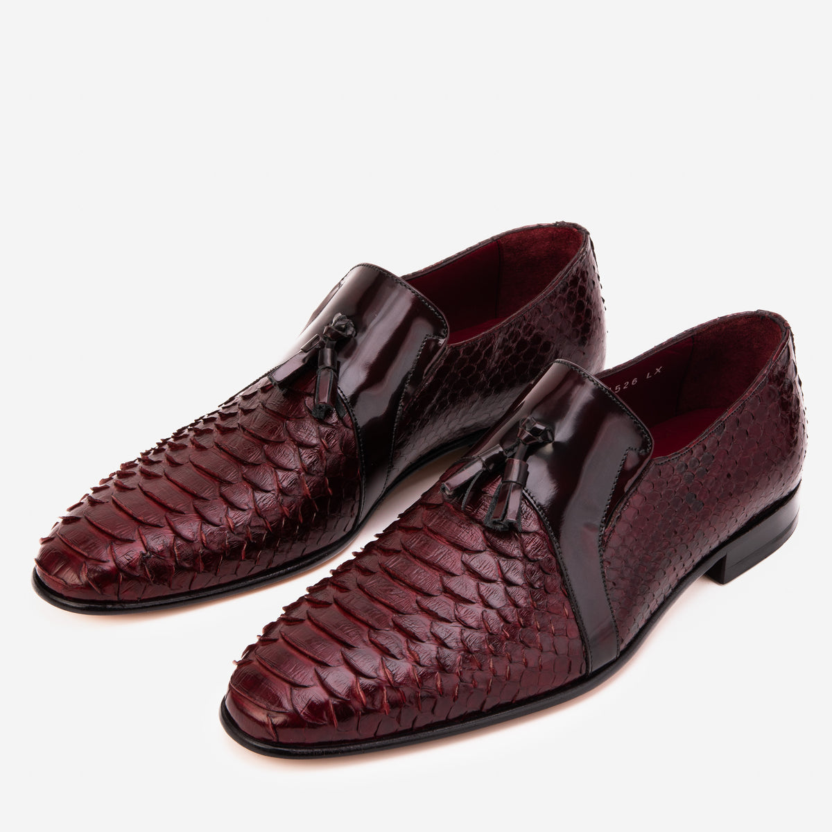 The Noctis Burgundy Genuine Python Leather Men Tassel Loafer