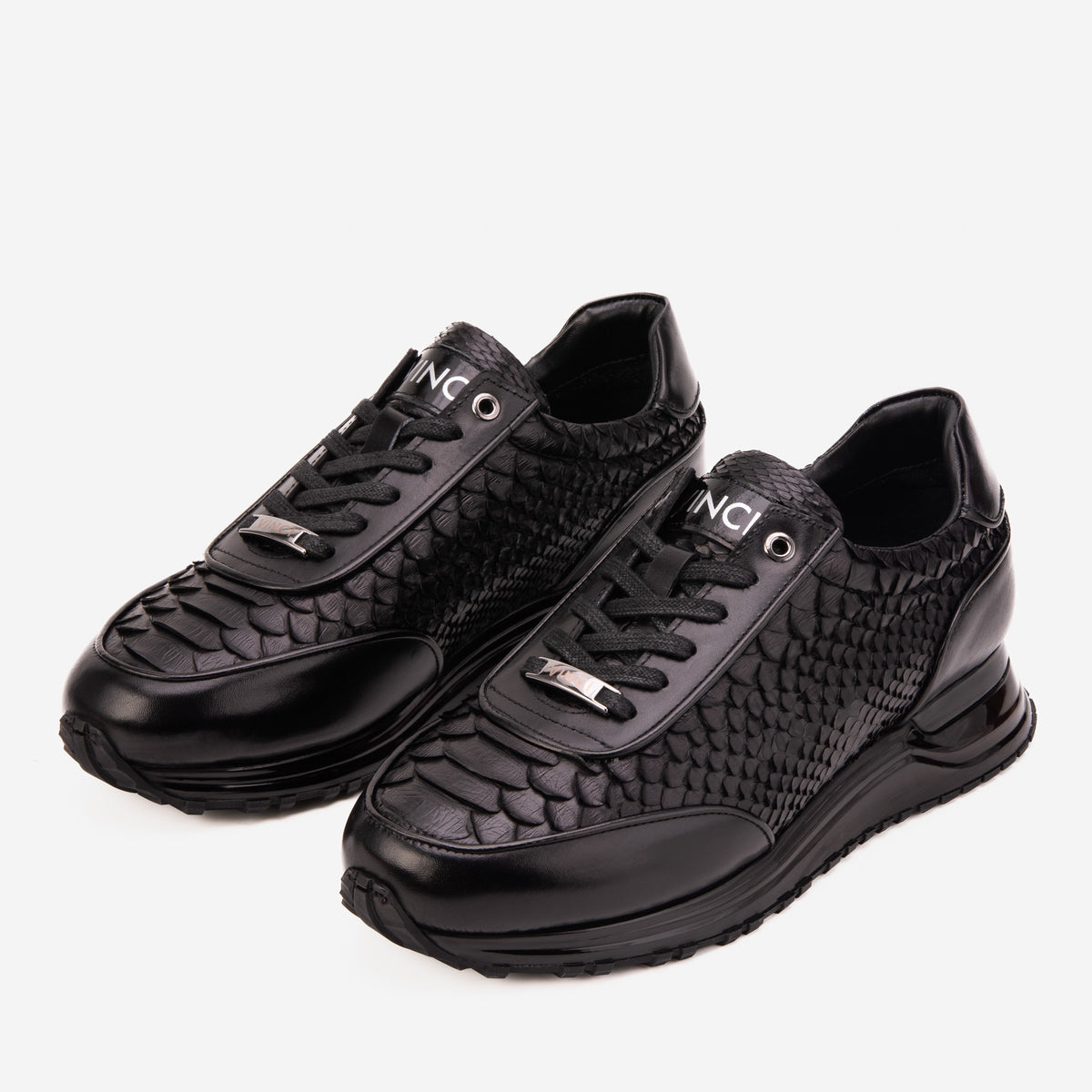 The Aetheris Black Genuine Python & Calf Leather Men Sneaker