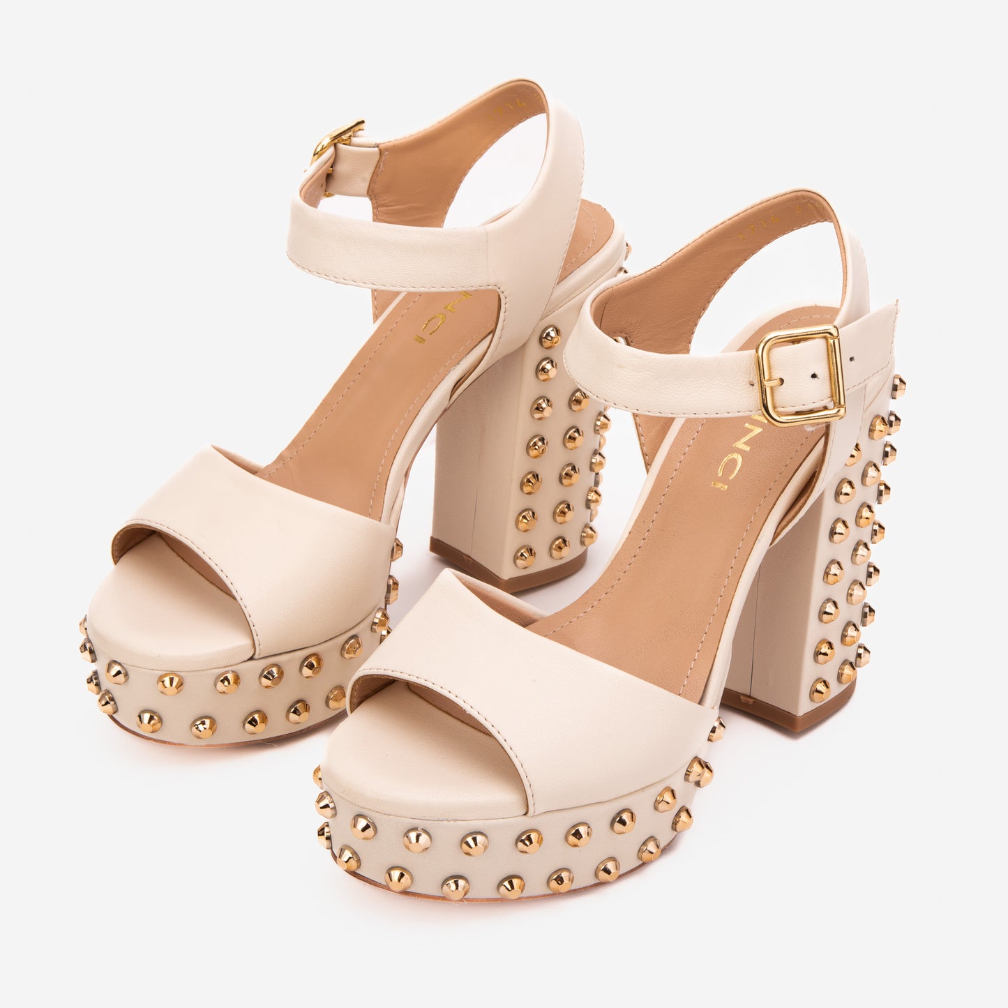 The Celestia Ivory Leather Platform Heel Women Sandal