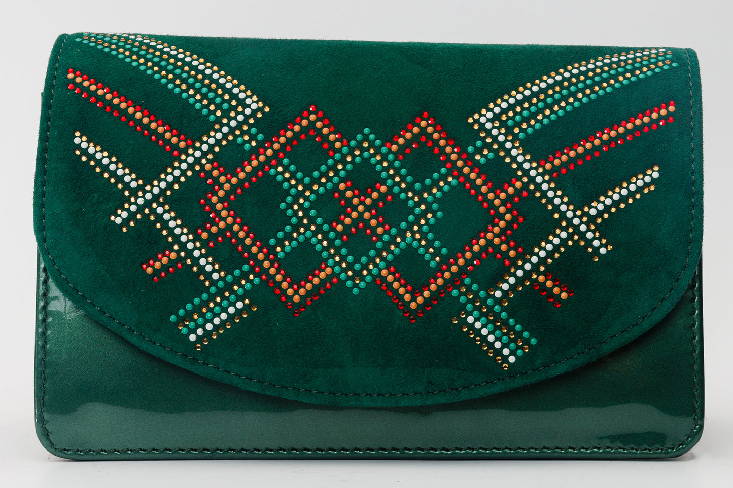 El bolso de mano de piel con purpurina verde Palma