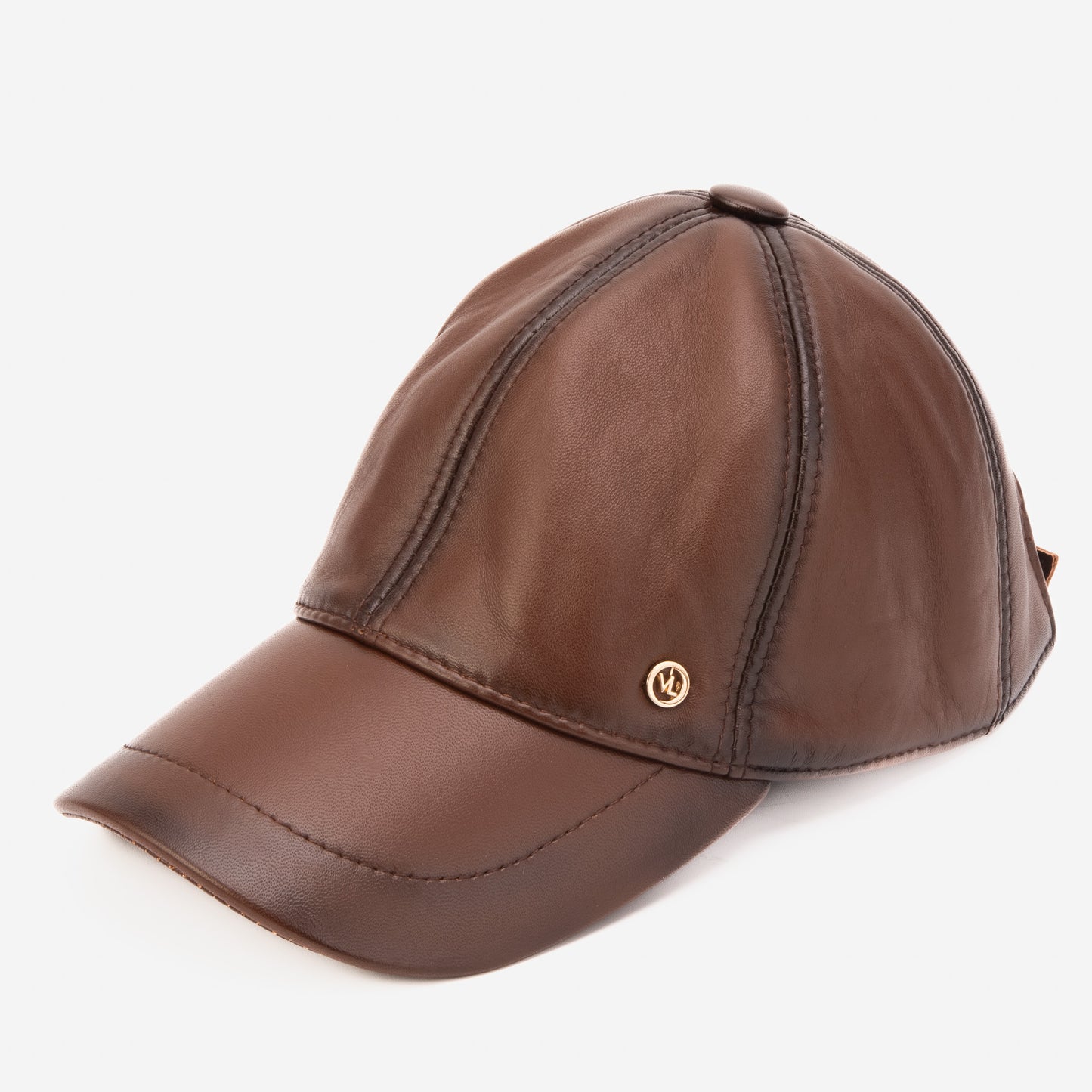 The Vercelli Hand-Painted Brown Genuine Lambskin Leather Men Cap