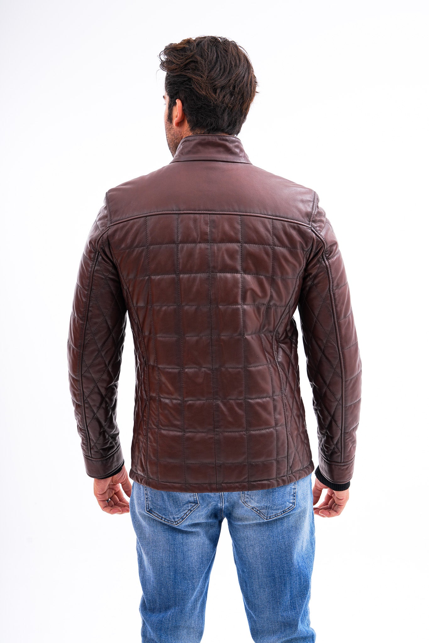 The Modena Brown Quilted Leather Men Jacket