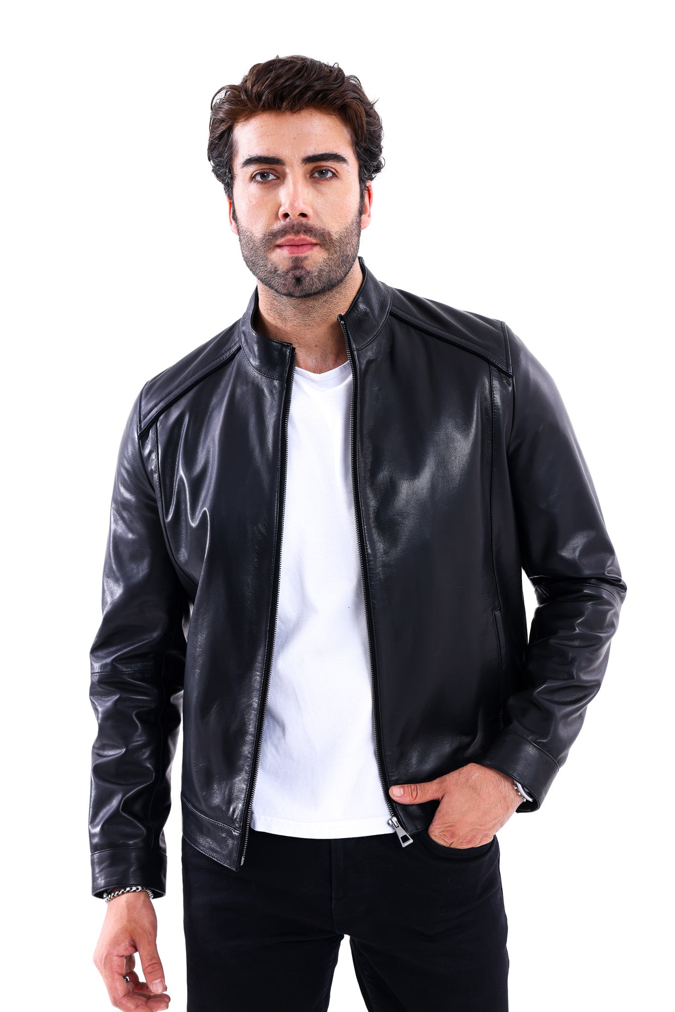 The Lucano Black Genuine Calf Leather Men Jacket