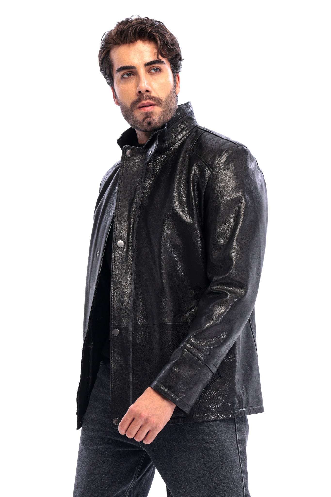 The Sondrio Black Genuine Leather Men Jacket