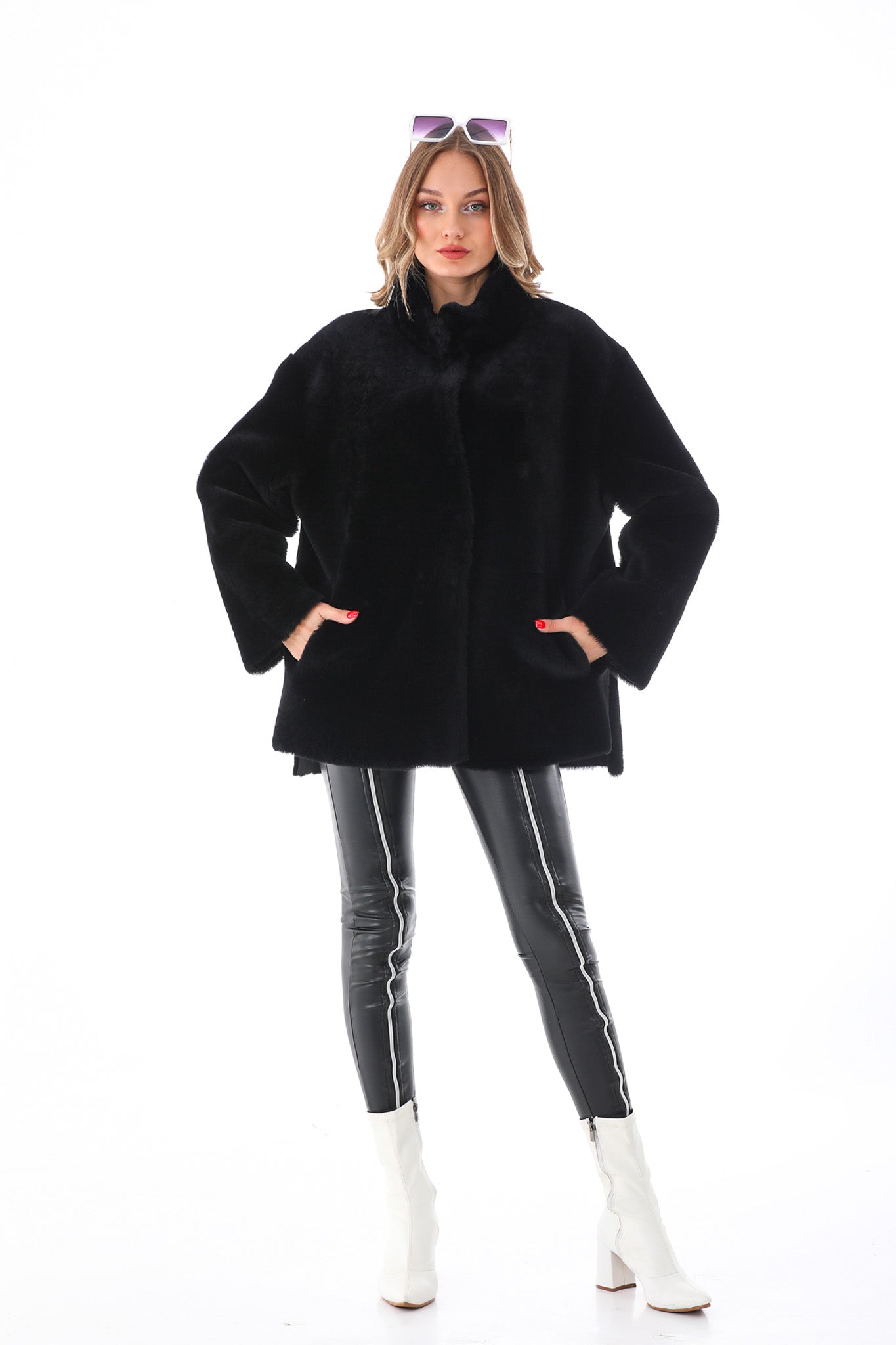 The Luxera Reversible Black Shearling Women Leather Jacket