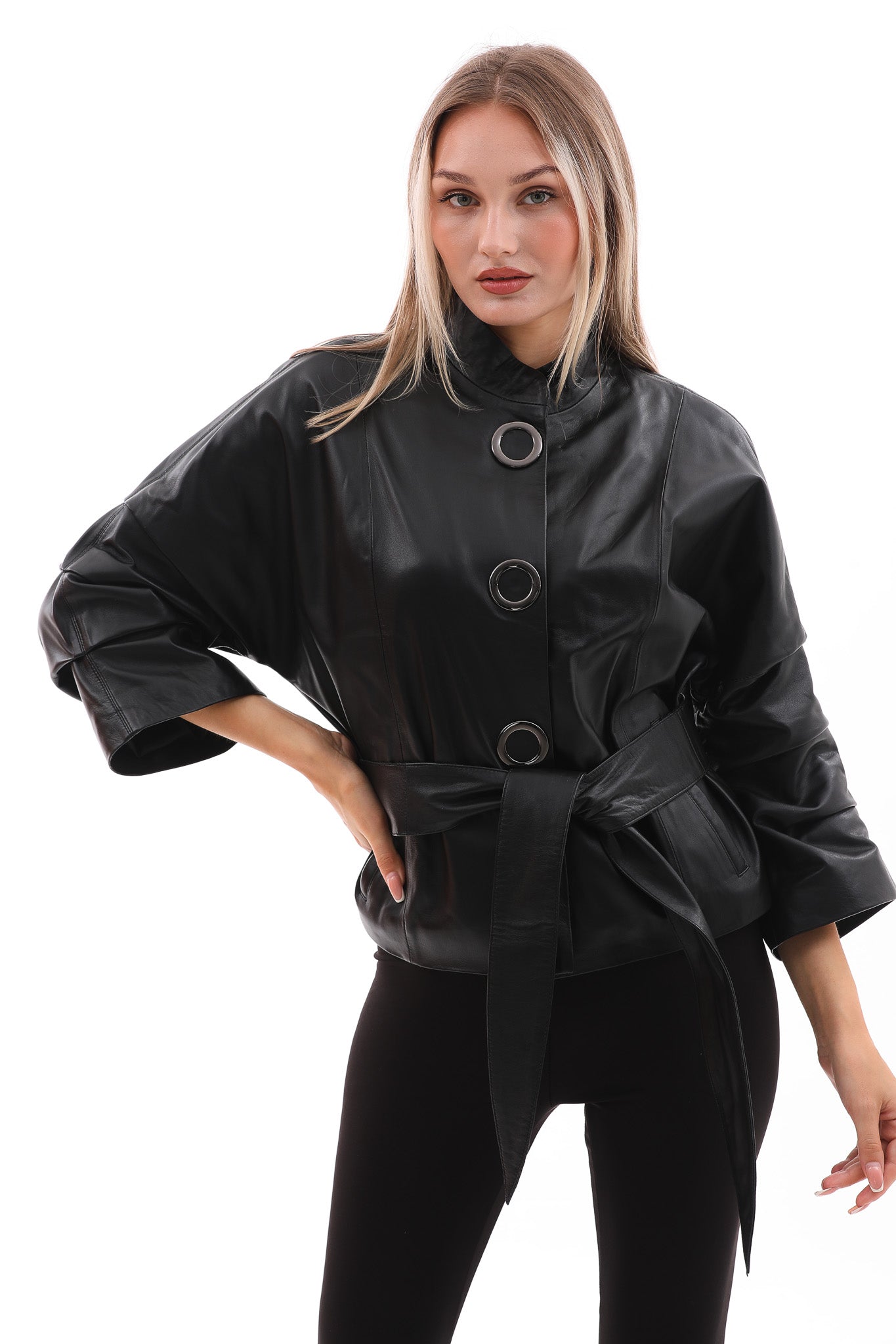 La chaqueta de cuero negra para mujer Odessa