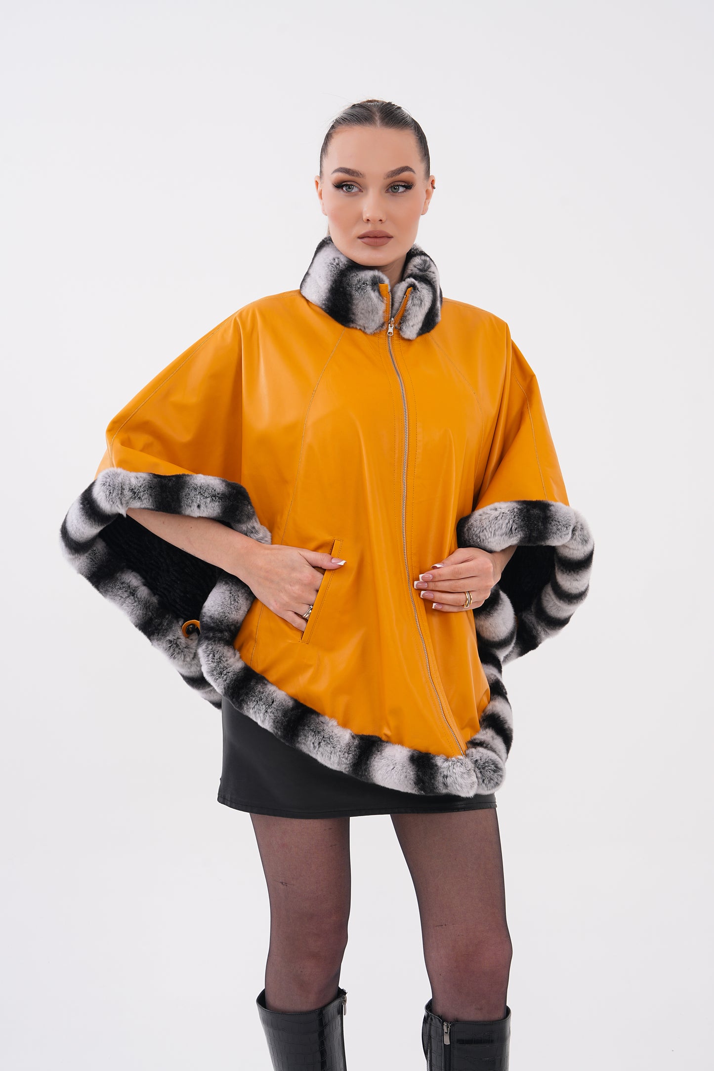 The Glacier Mustard Reversible Leather Women Jacket