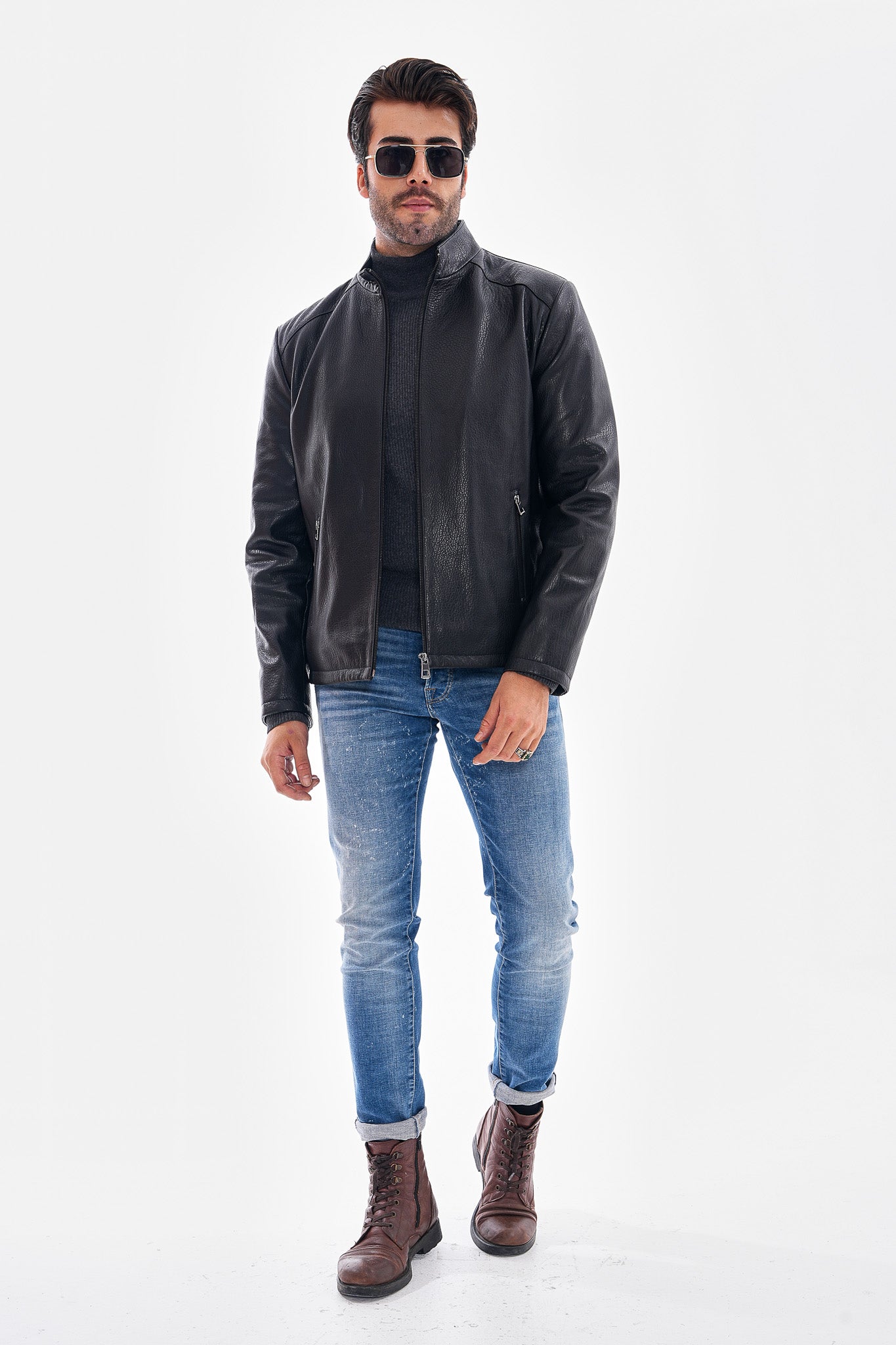 The Varden Floater Black Leather Men Jacket