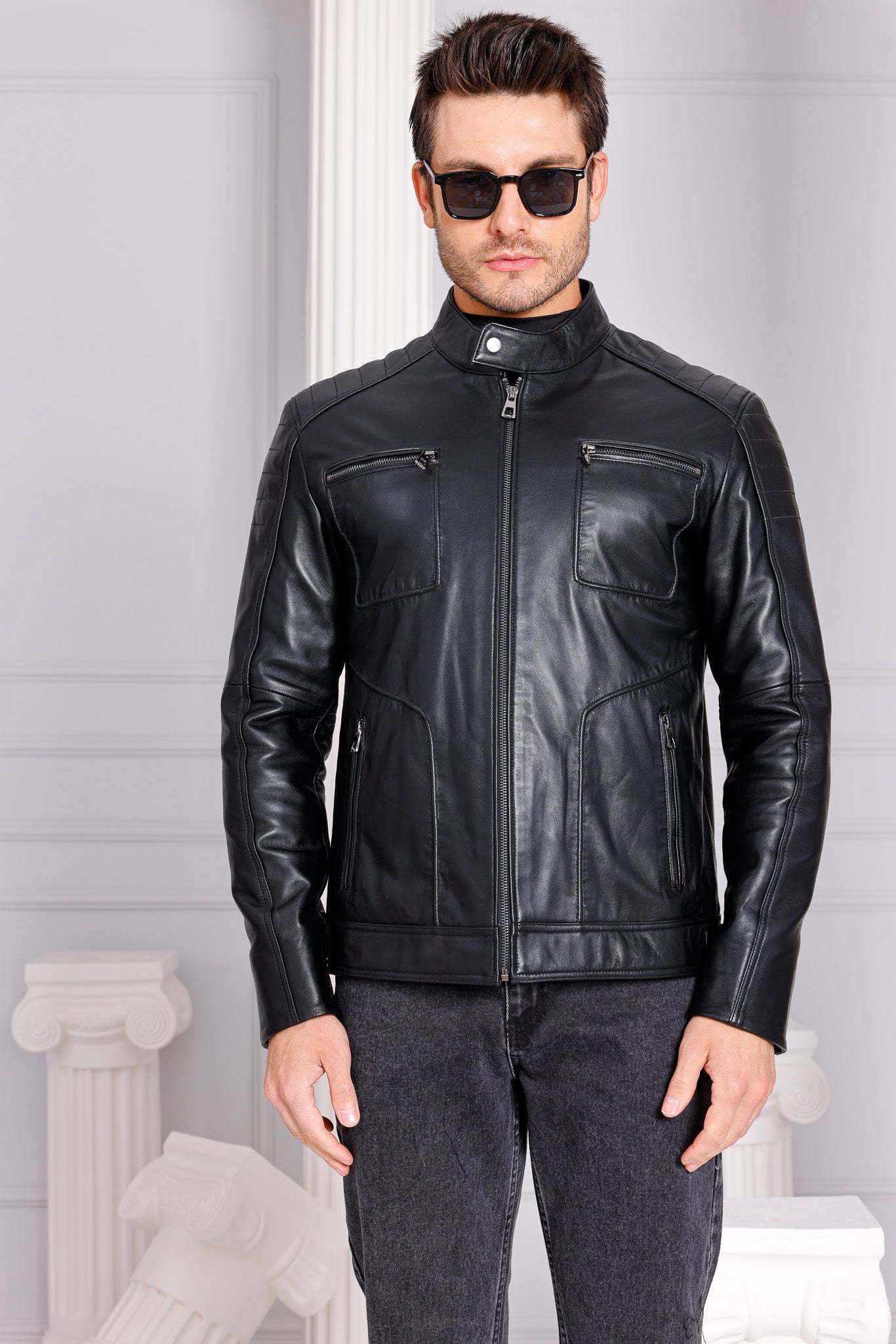 The Argento Black Leather Men Jacket