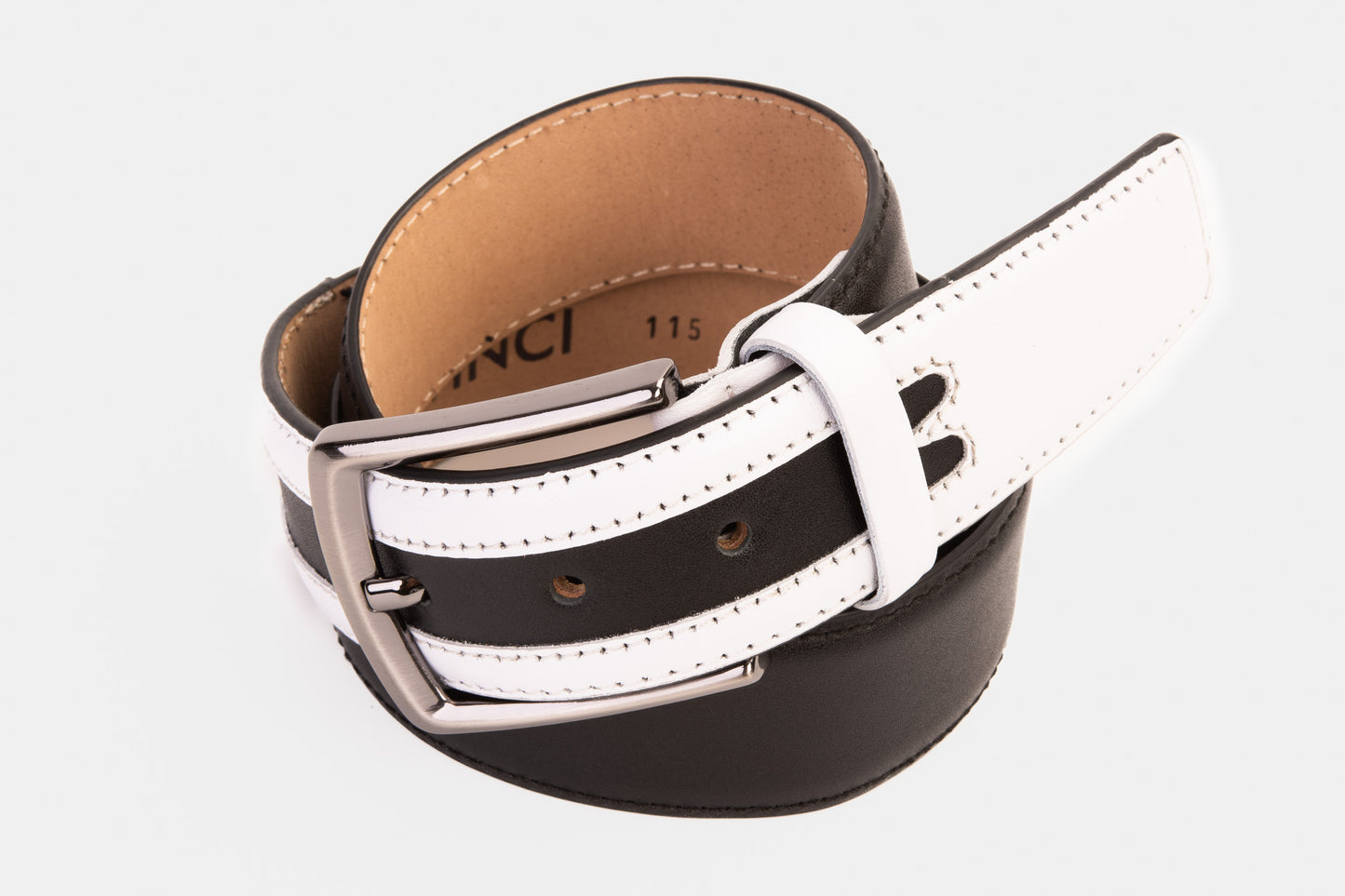 Cinturón de piel negro y blanco Neiva