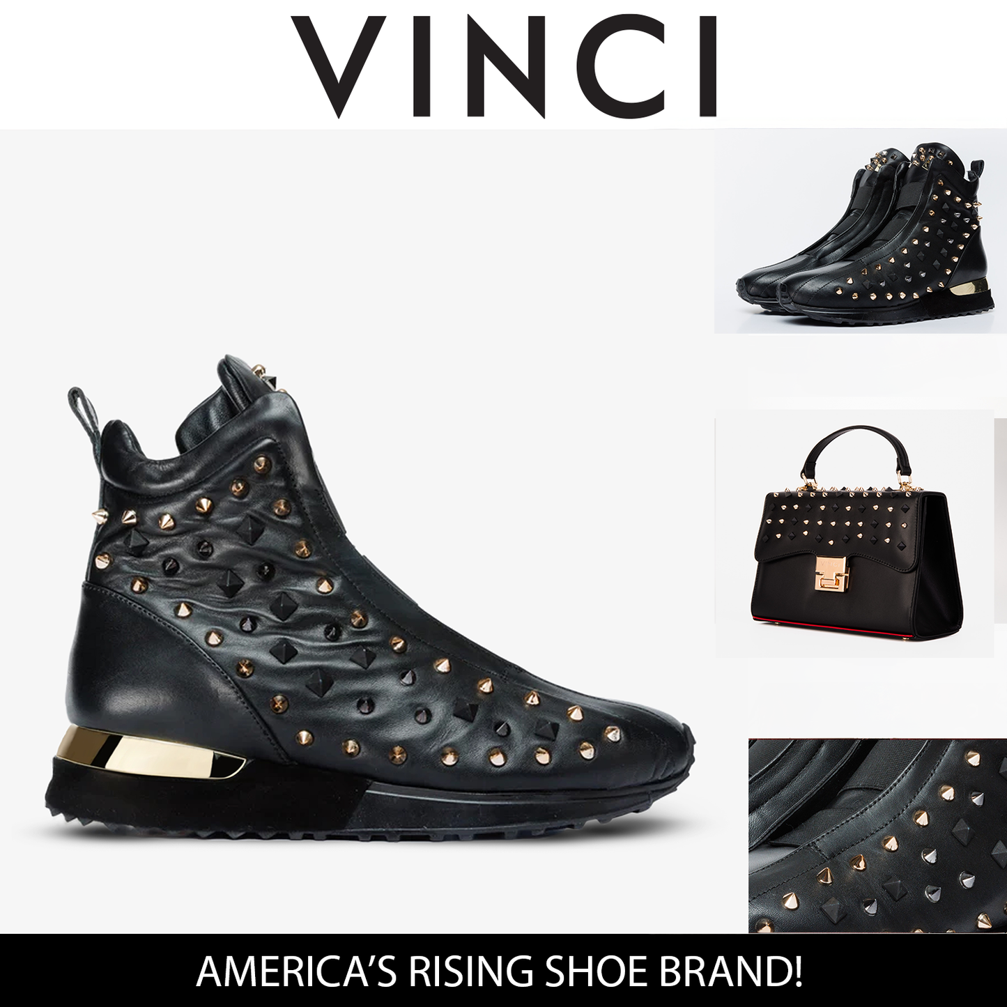 The Infanta High-Top Black Spike Leather Women Sneaker Limited Edition