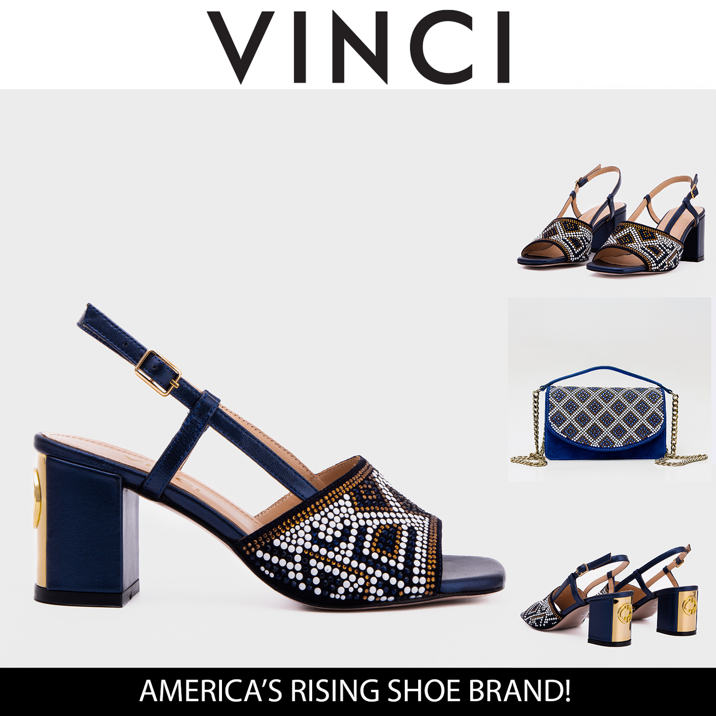 The Nampula Navy Blue Leather Women Slingback Sandal
