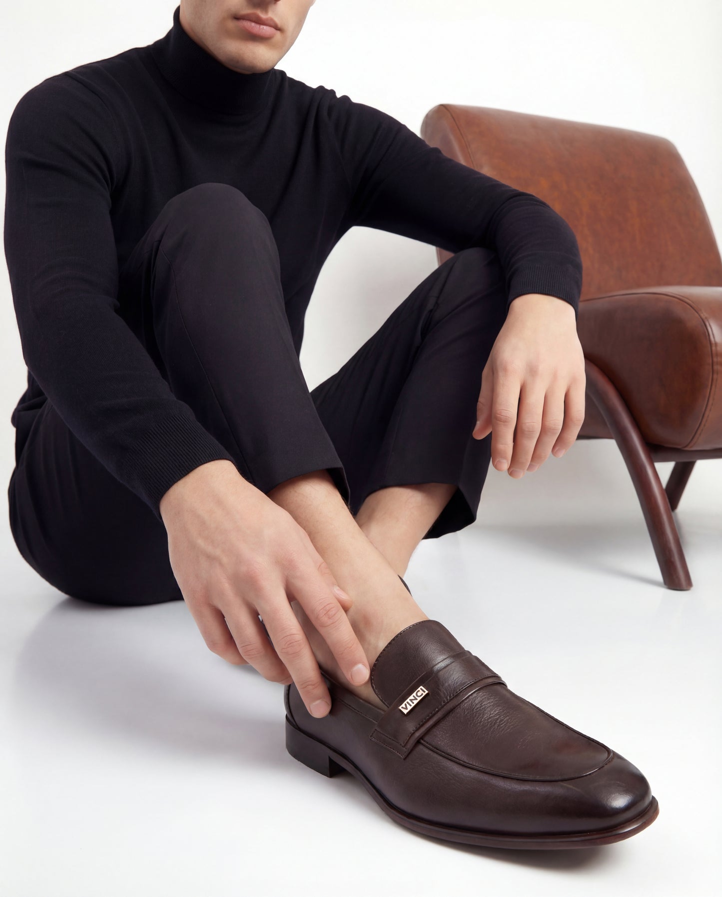 The Ashford Brown Baby Buffalo Leather Loafer Men Shoe