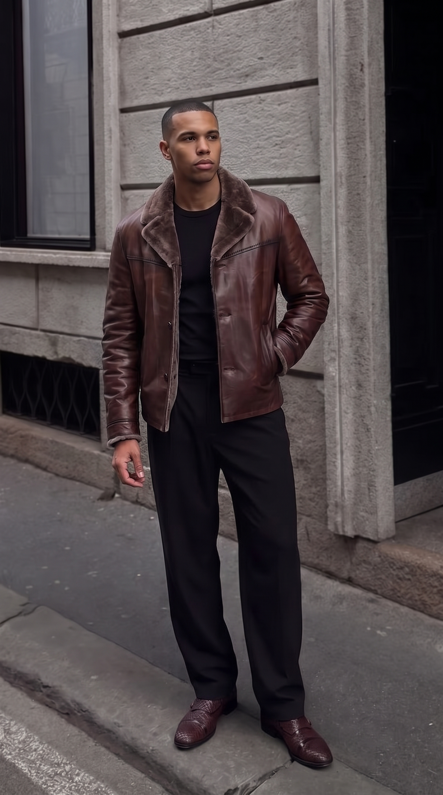 The Orvieto Brown Genuine Calf Leather Shearling Men Jacket