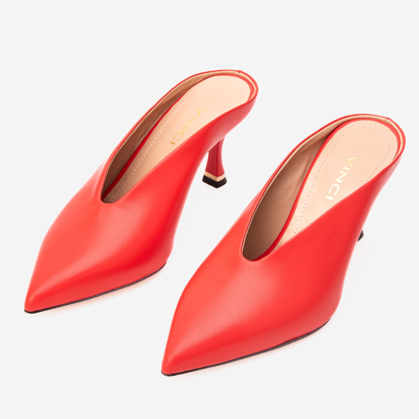 The Solara Scarlet Red Leather Women Mule Heel