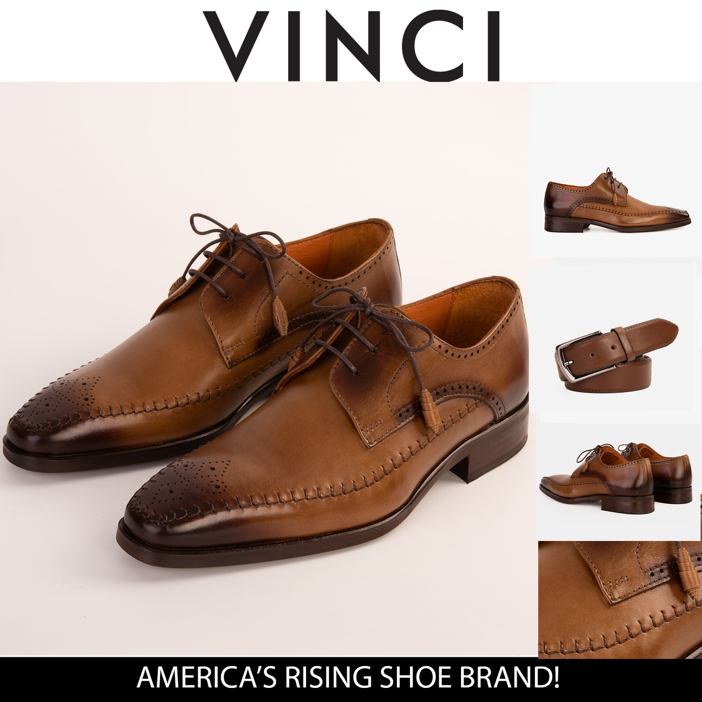 Zapato Derby de piel color tostado Moon para hombre