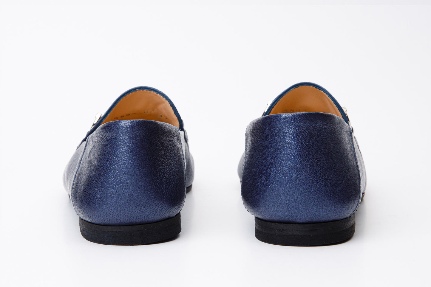 Luanda Navy Blue Leather Women Flat Shoe - 4