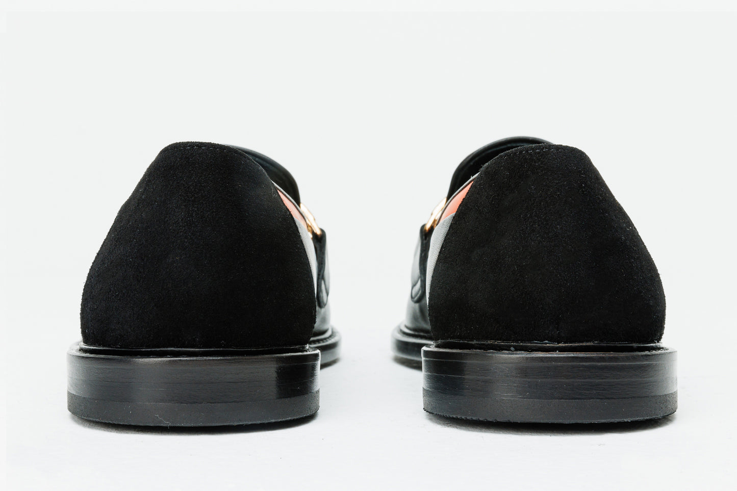 Los zapatos de hombre Gemena de cuero negro y naranja con hebilla, ¡venta final!