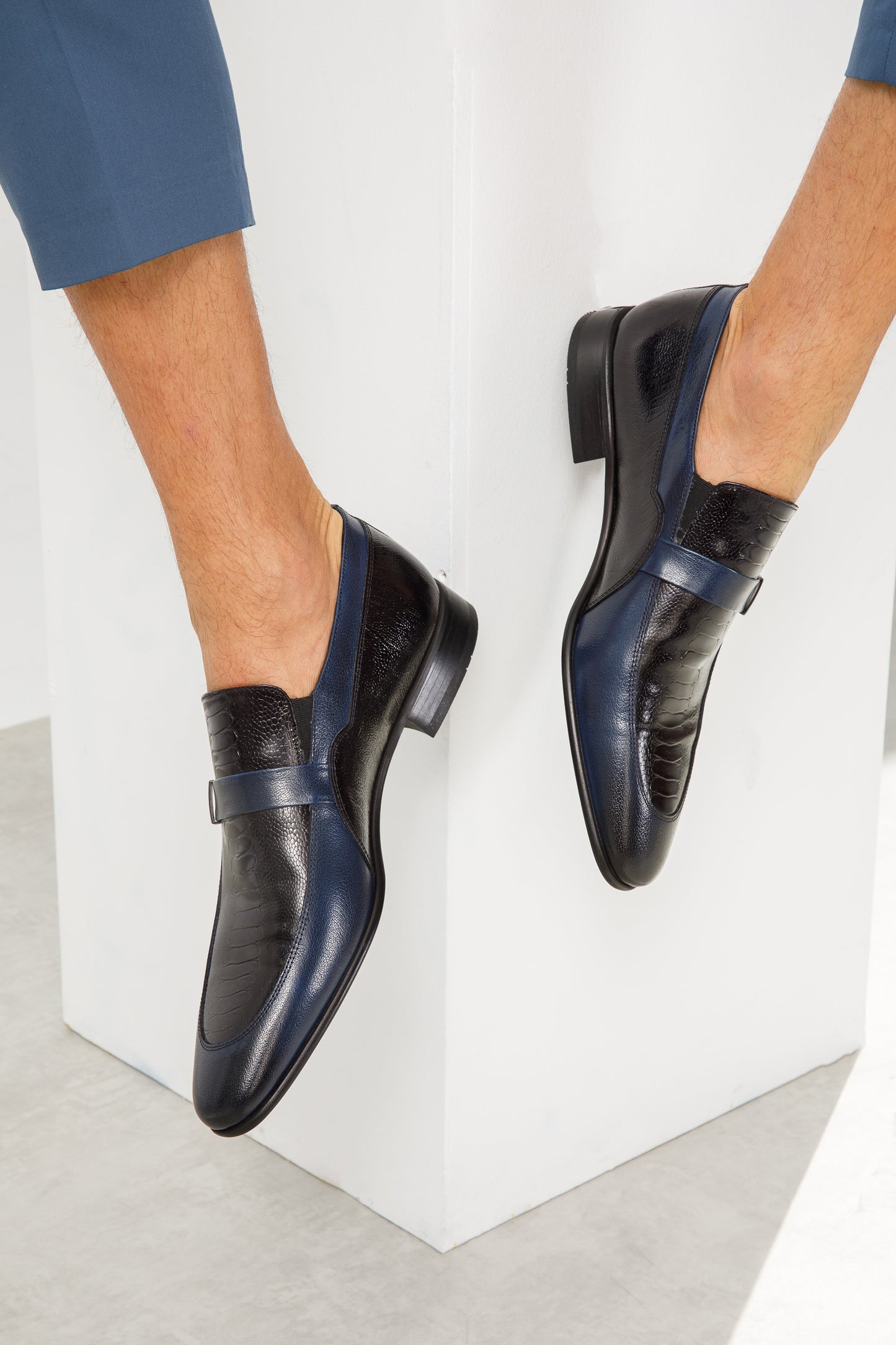 The Kazablanka Navy Leather Bit Loafer Men Shoe