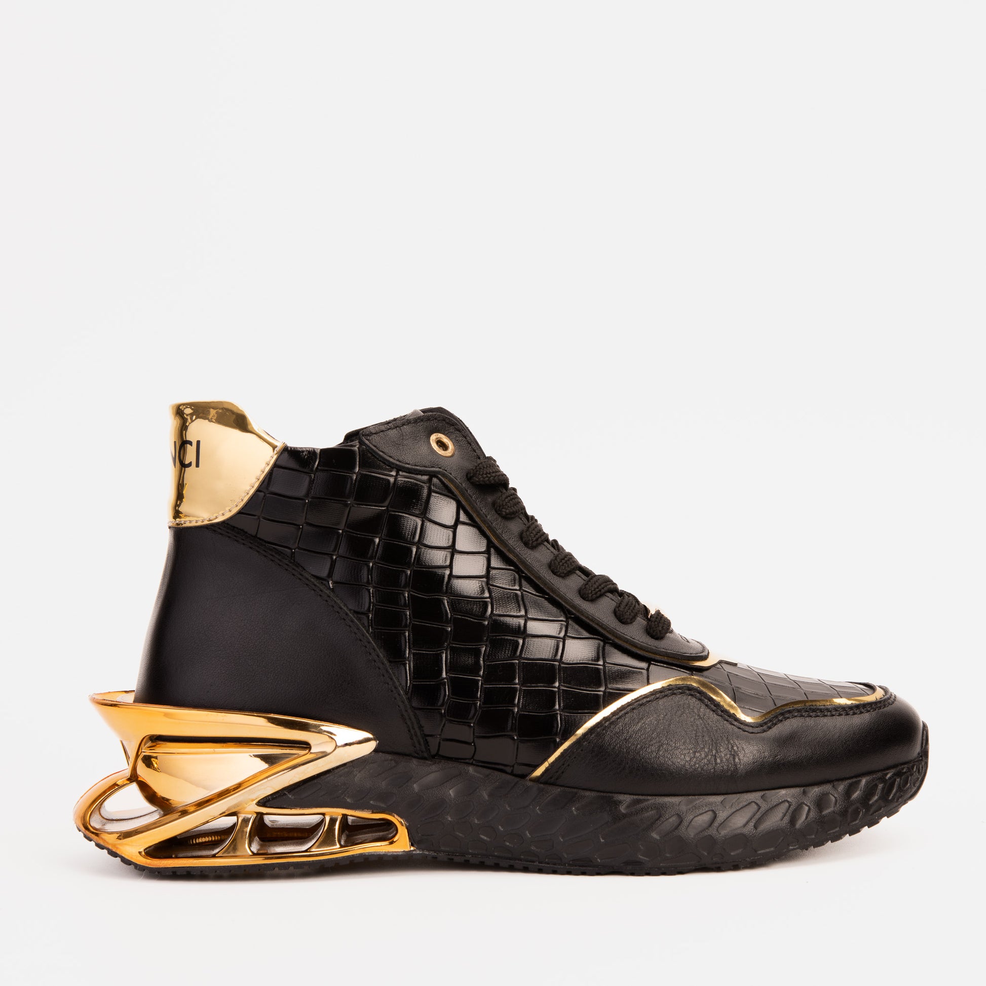 Bellagio Black & Gold High-Top Men Sneaker - 1