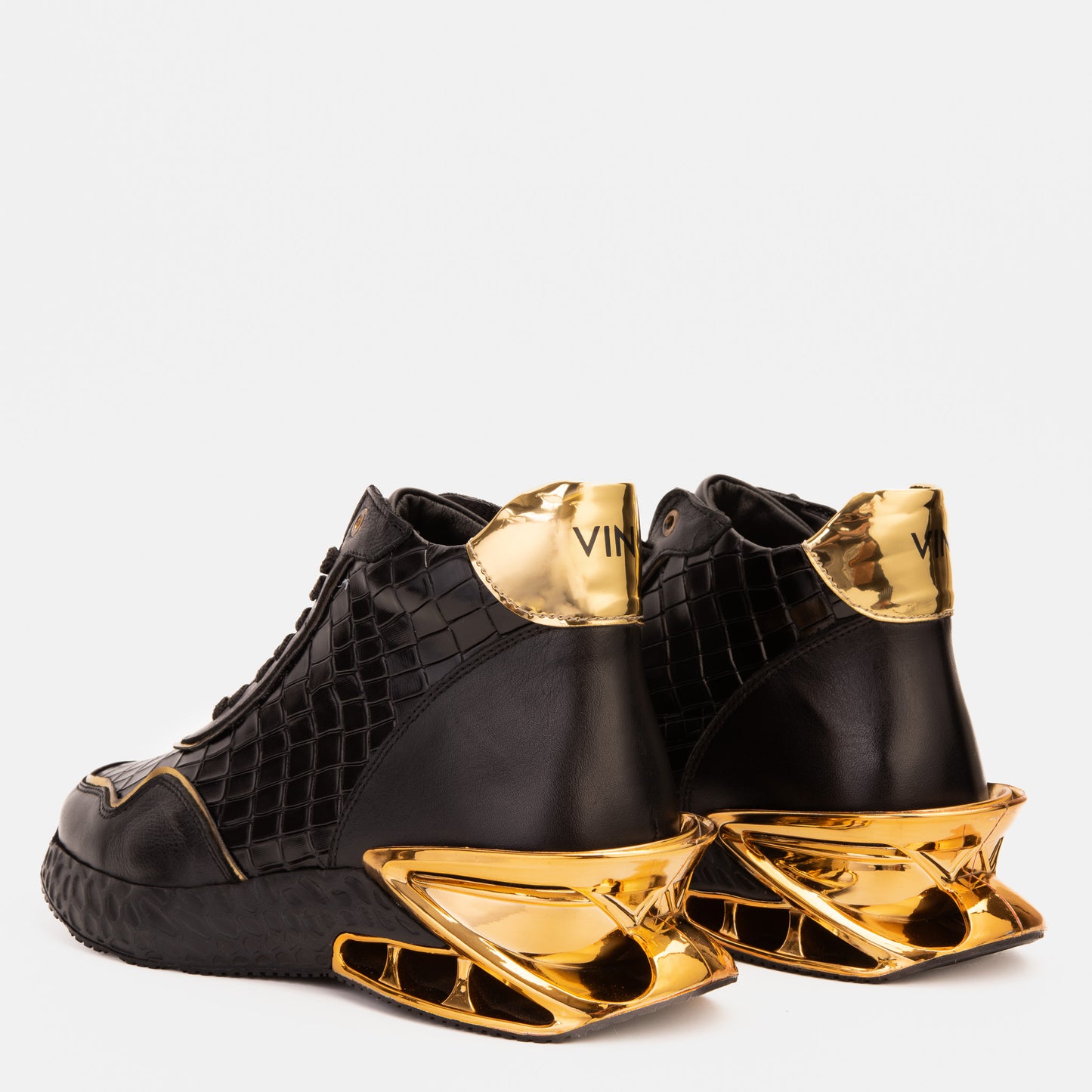 Bellagio Black & Gold High-Top Men Sneaker - 7