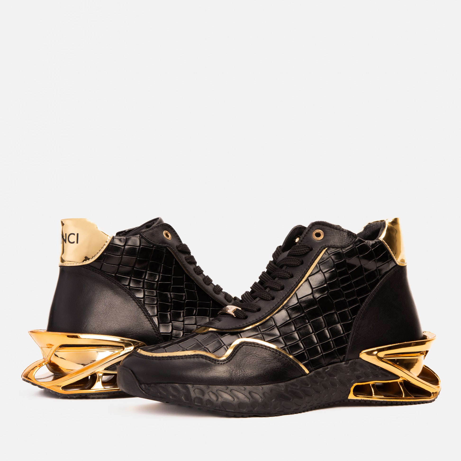 Bellagio Black & Gold High-Top Men Sneaker - 9