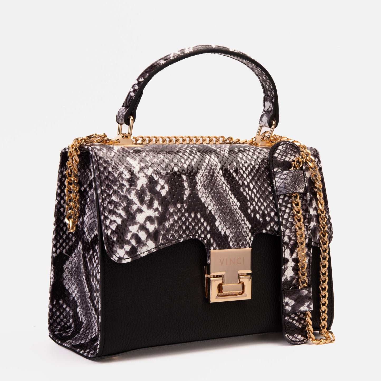 El bolso de mano de piel negra Venezia
