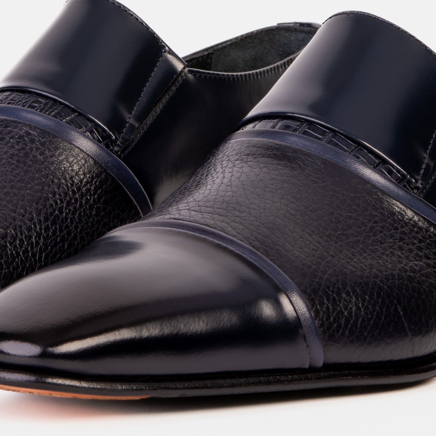 Mocasín de vestir con punta de cuero azul marino Everest para hombre