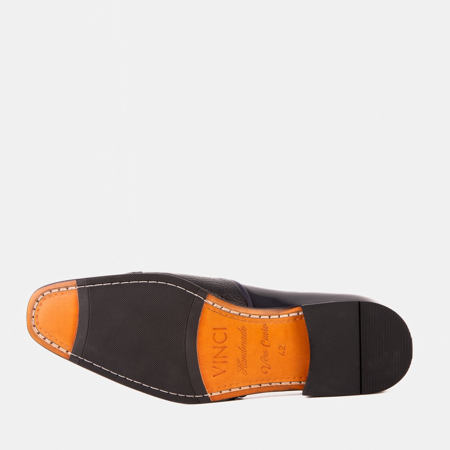 Mocasín de vestir con punta de cuero azul marino Everest para hombre