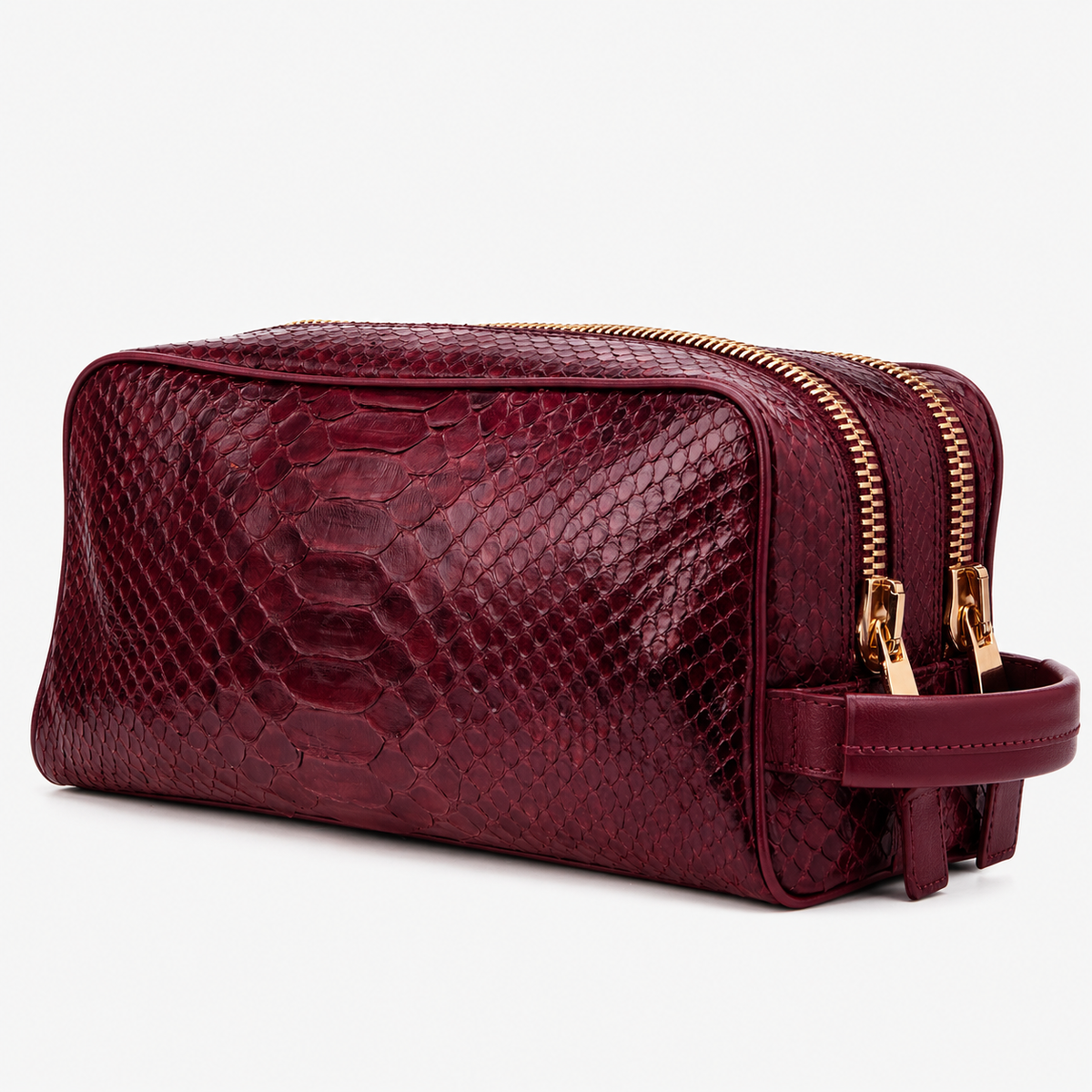 Bolso Essentials para Hombre de Cuero de Pitón Color Burdeos Belluno