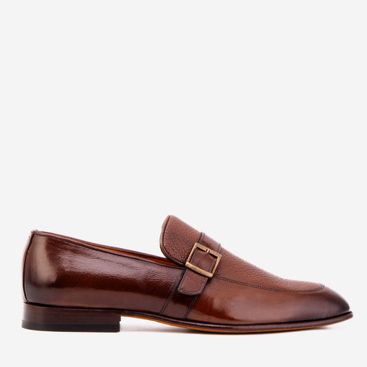 El zapato mocasín para hombre Marquez en cuero de búfalo y ciervo color tan