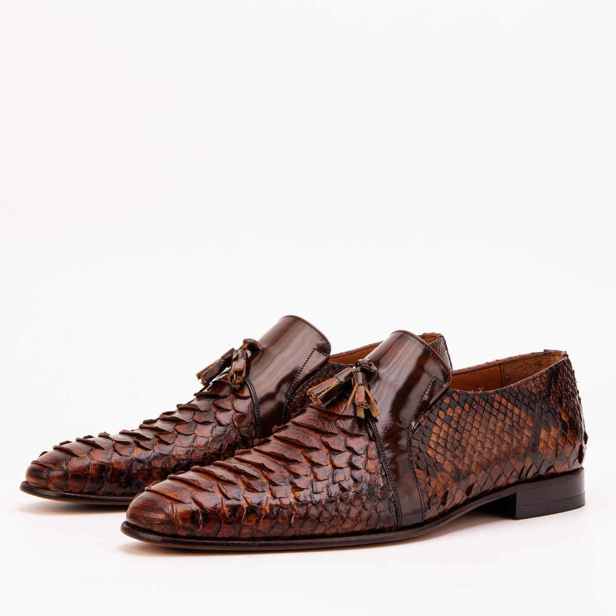 The Noctis Cognac Genuine Python Leather Men Tassel Loafer