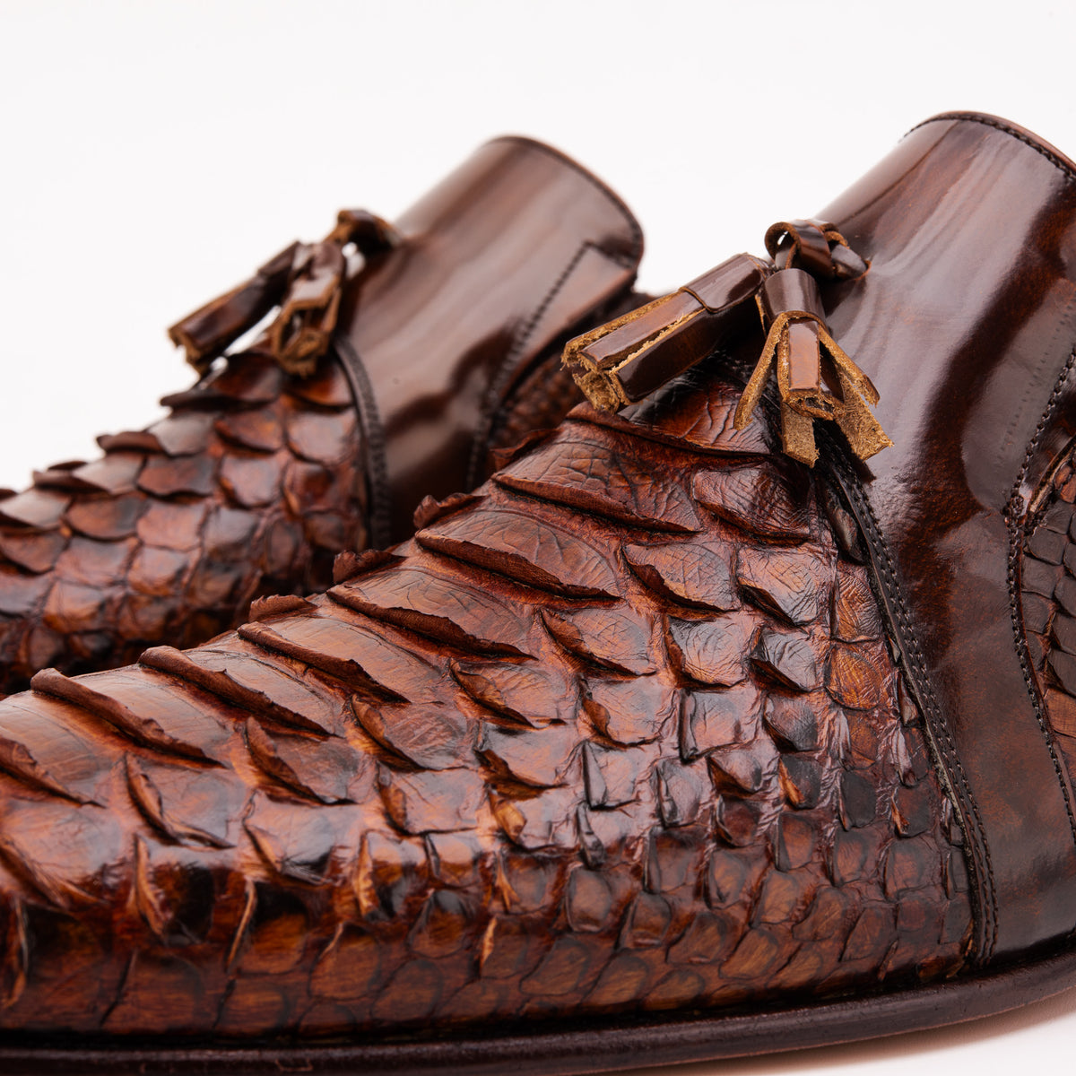 The Noctis Cognac Genuine Python Leather Men Tassel Loafer