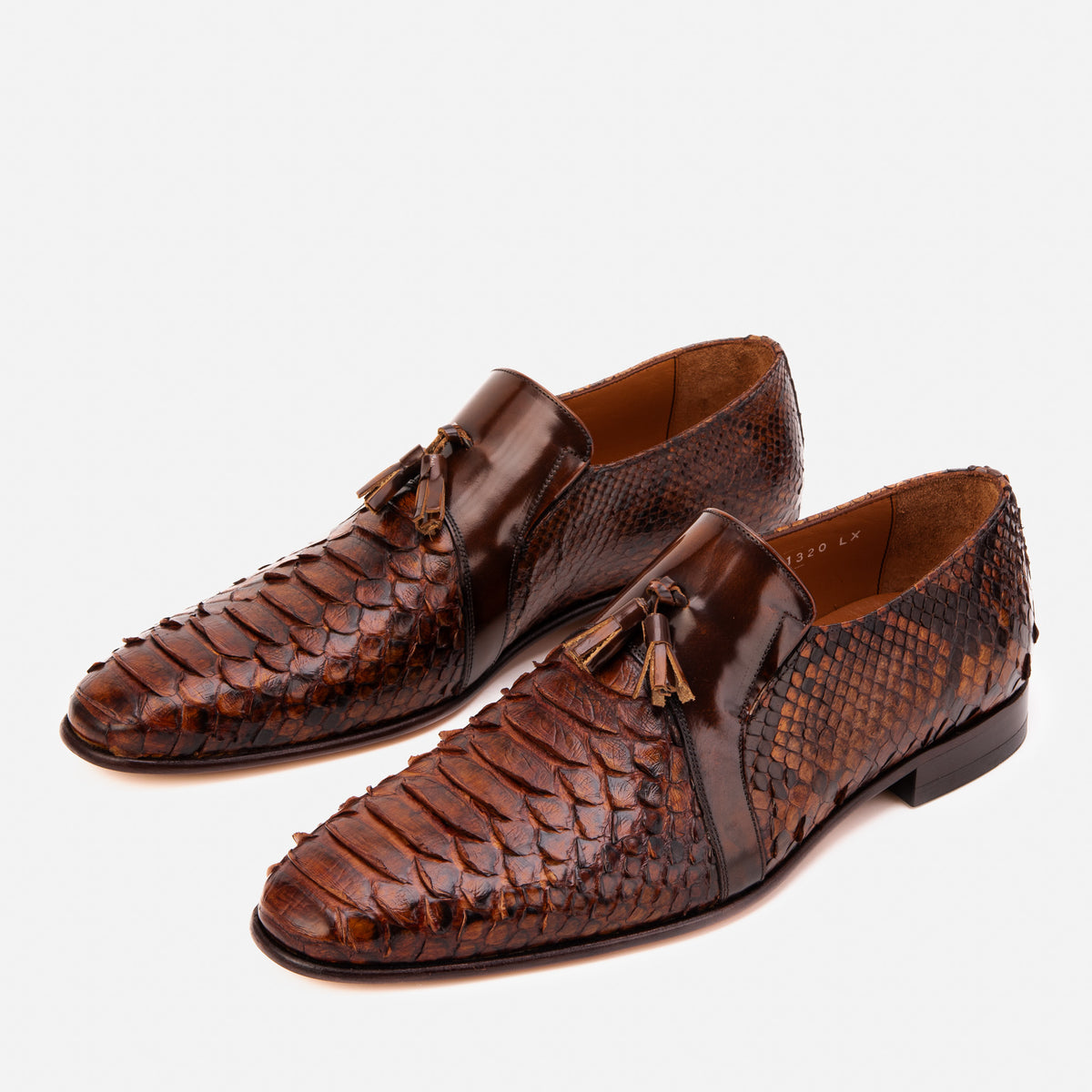 The Noctis Cognac Genuine Python Leather Men Tassel Loafer