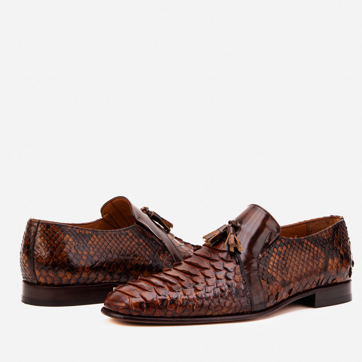 The Noctis Cognac Genuine Python Leather Men Tassel Loafer