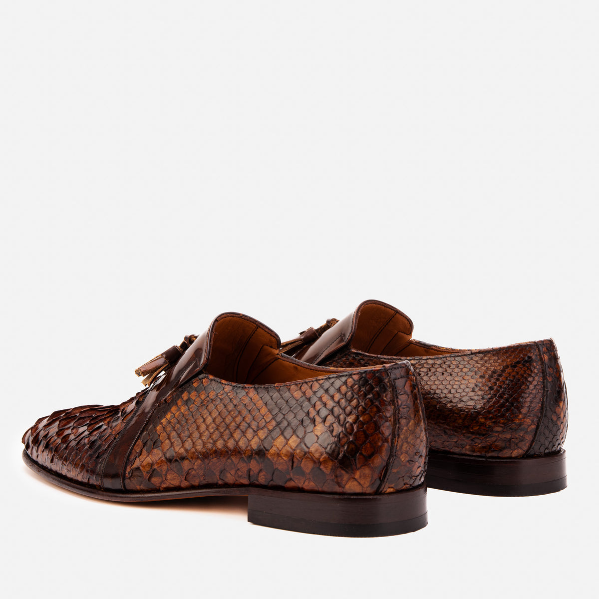 The Noctis Cognac Genuine Python Leather Men Tassel Loafer