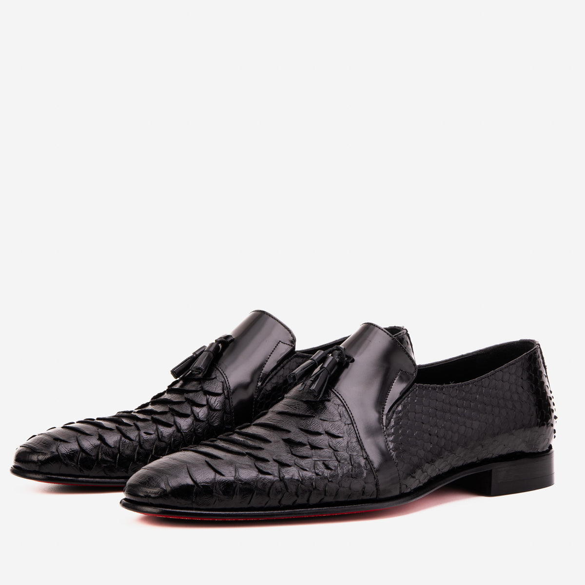 The Noctis Black Genuine Python Leather Men Tassel Loafer