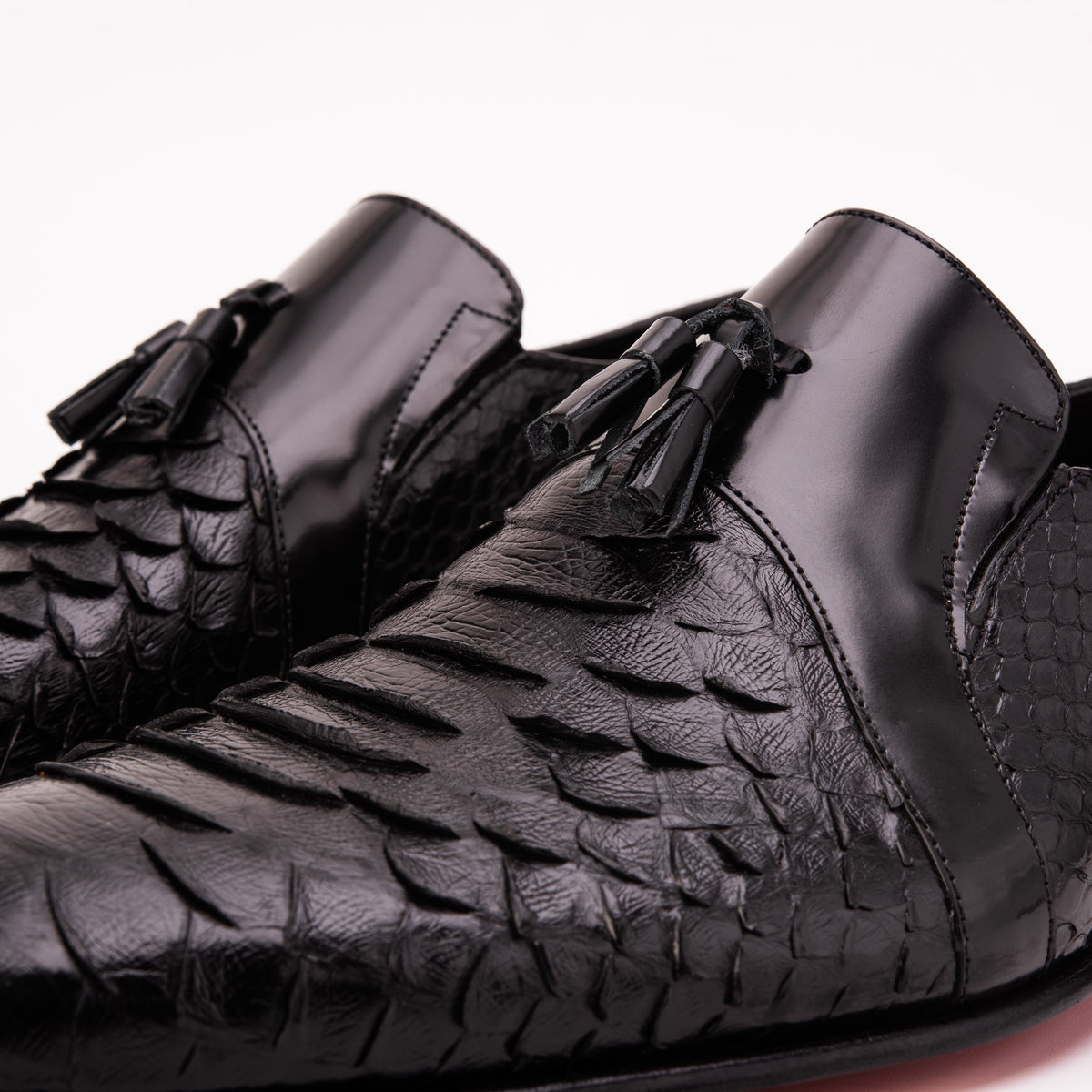 The Noctis Black Genuine Python Leather Men Tassel Loafer