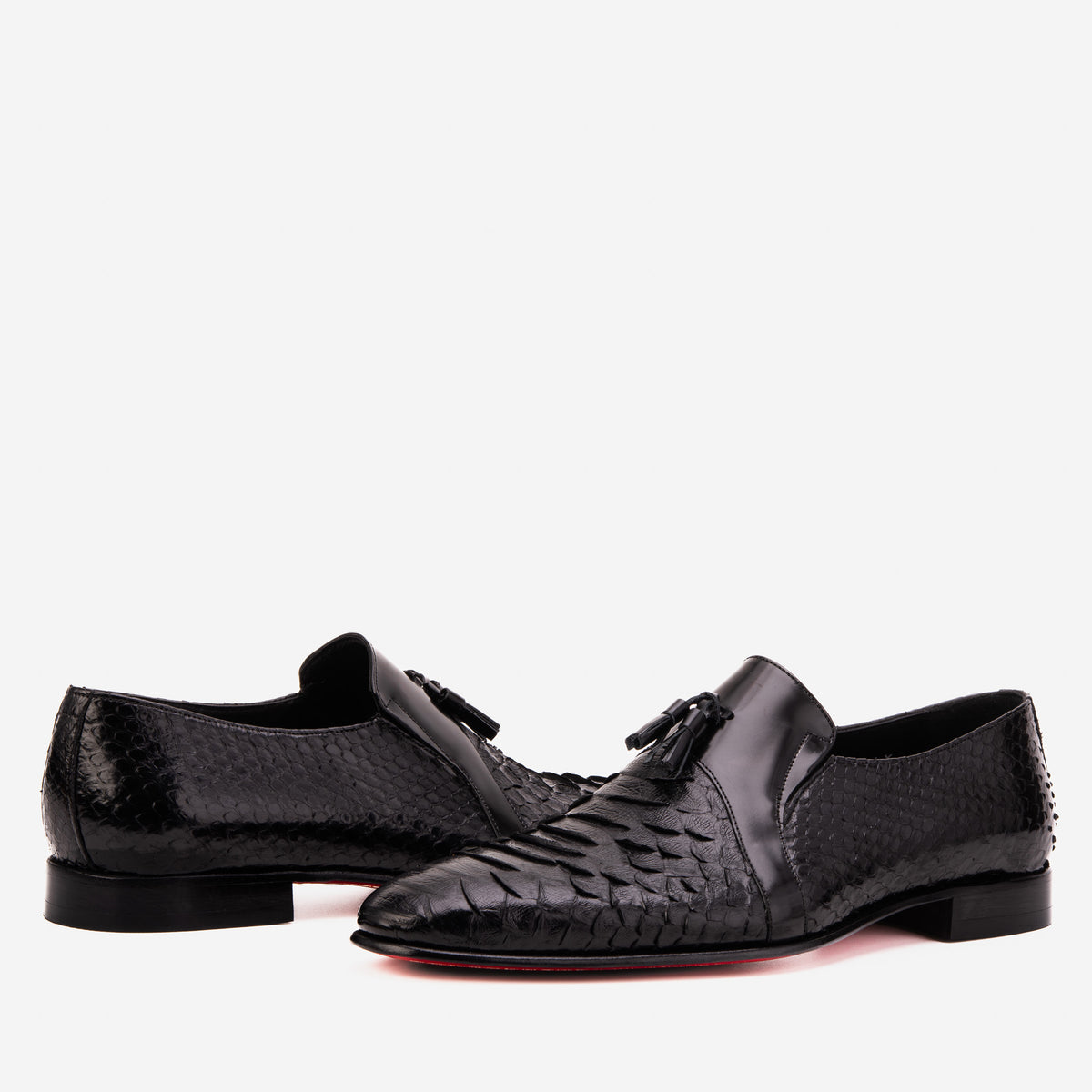 The Noctis Black Genuine Python Leather Men Tassel Loafer