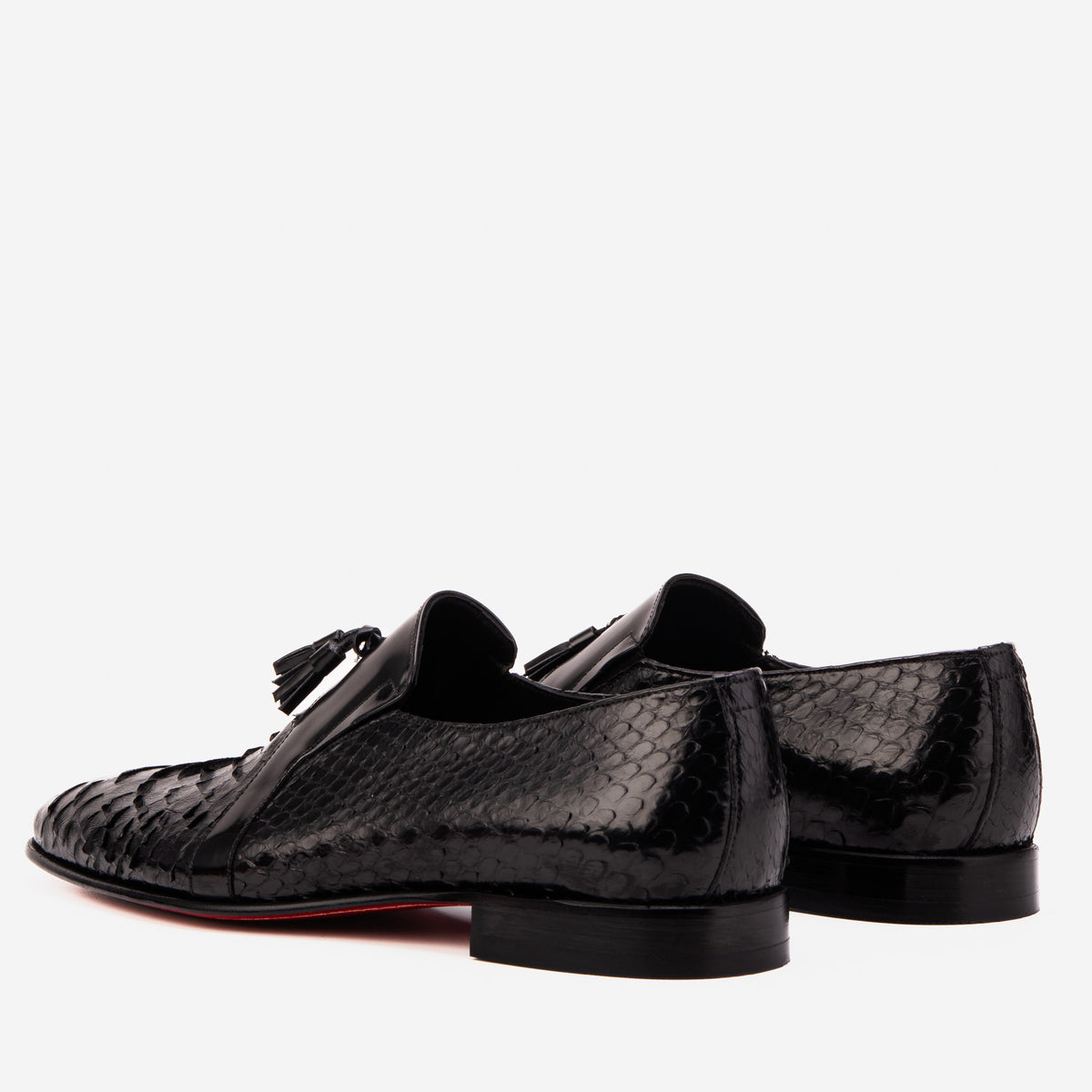 The Noctis Black Genuine Python Leather Men Tassel Loafer