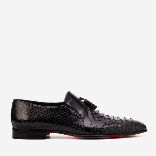The Noctis Black Genuine Python Leather Men Tassel Loafer