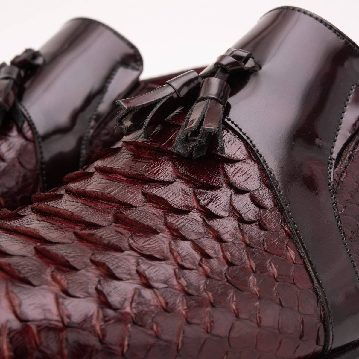 The Noctis Burgundy Genuine Python Leather Men Tassel Loafer