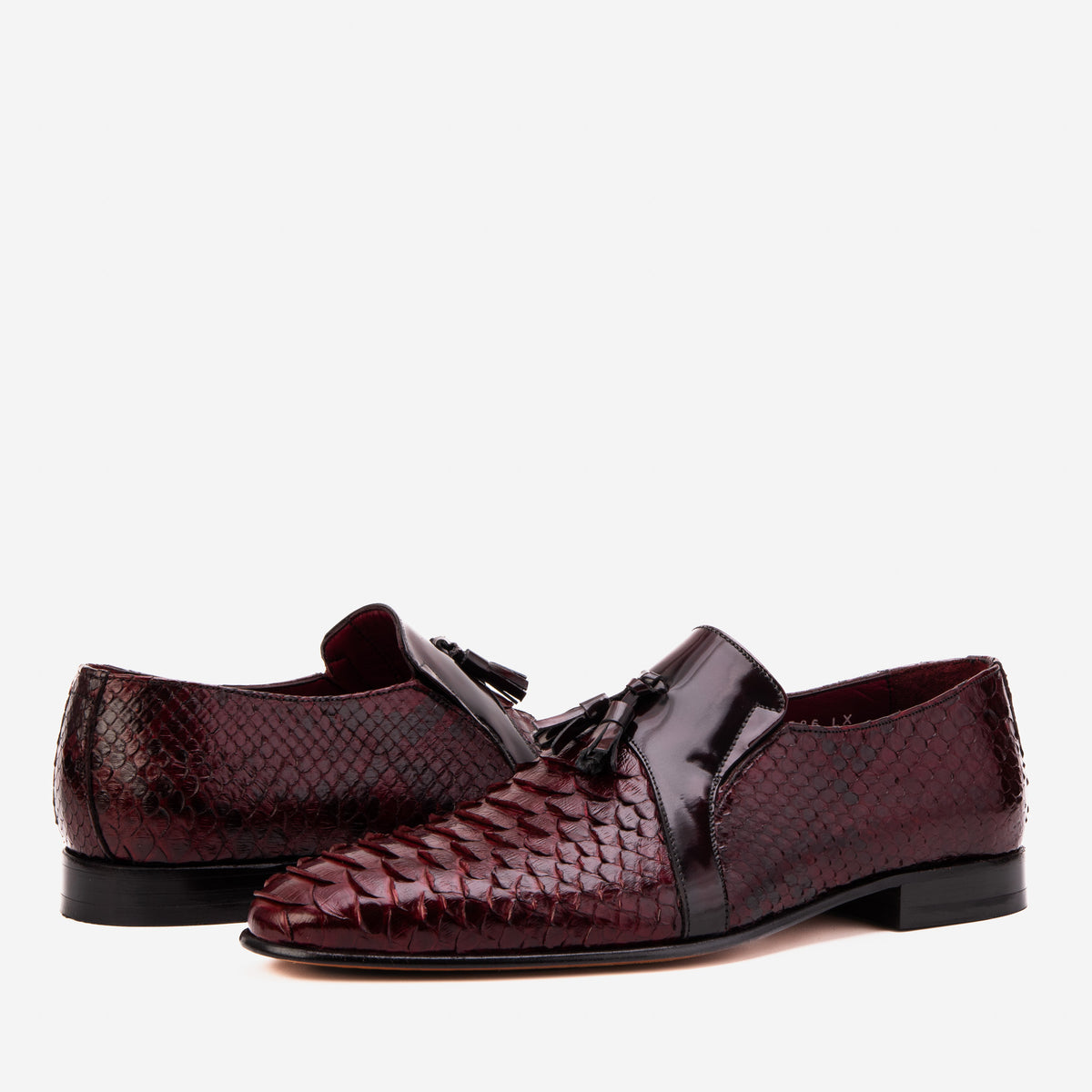 The Noctis Burgundy Genuine Python Leather Men Tassel Loafer