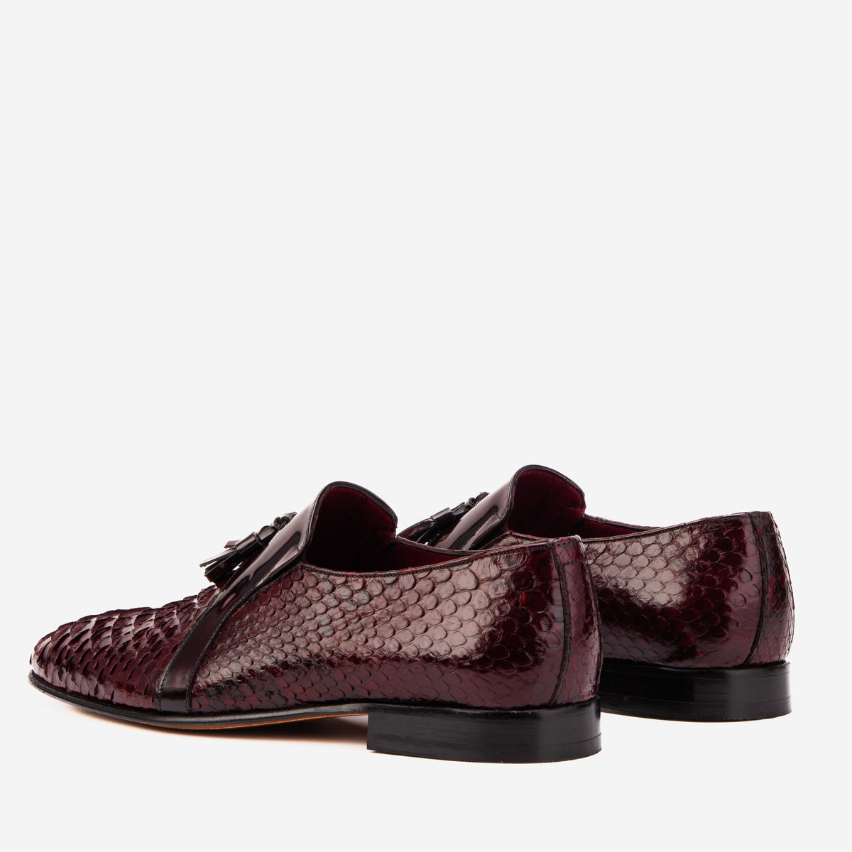 The Noctis Burgundy Genuine Python Leather Men Tassel Loafer