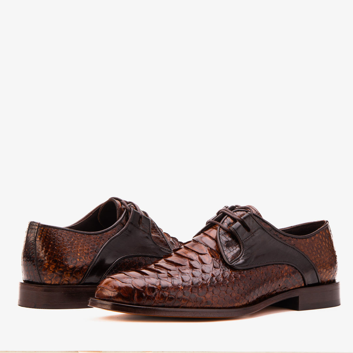 Zapato Derby para Hombre Valmont de Cuero de Pitón Color Tostado