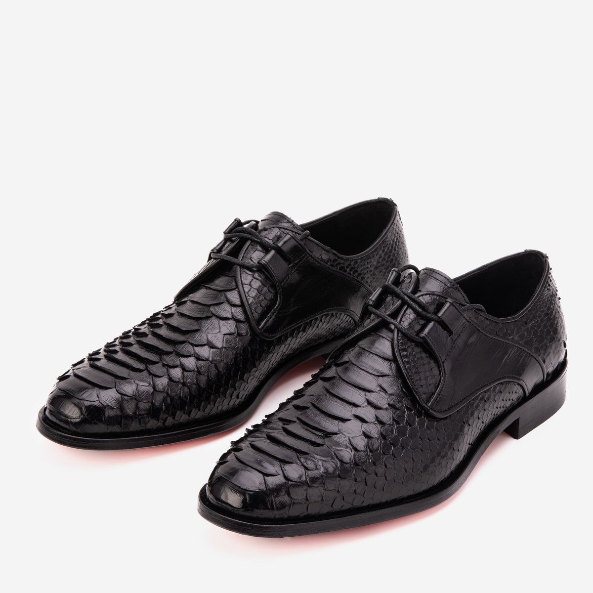 Zapato derby para hombre Valmont de cuero de pitón negro