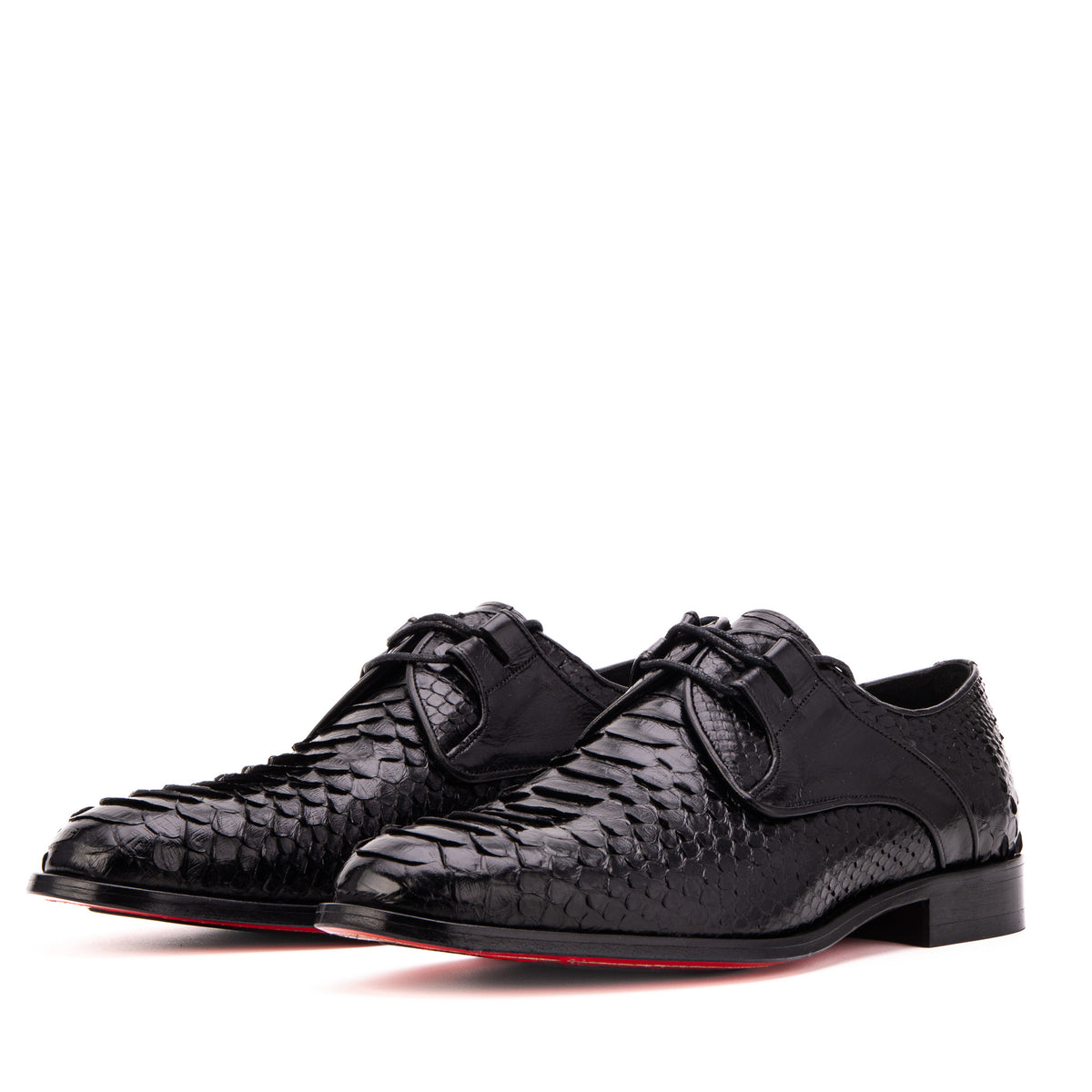Zapato derby para hombre Valmont de cuero de pitón negro