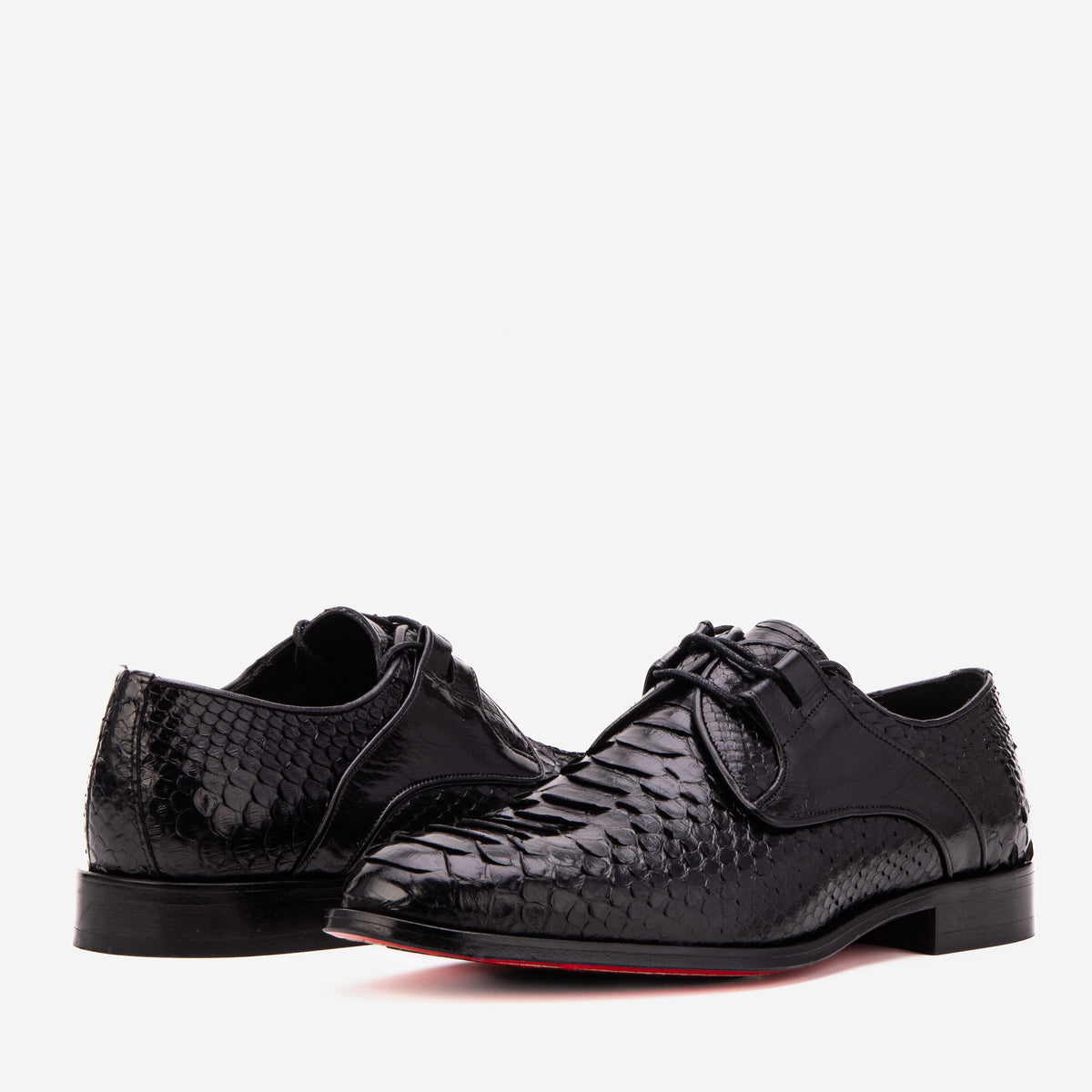 Zapato derby para hombre Valmont de cuero de pitón negro