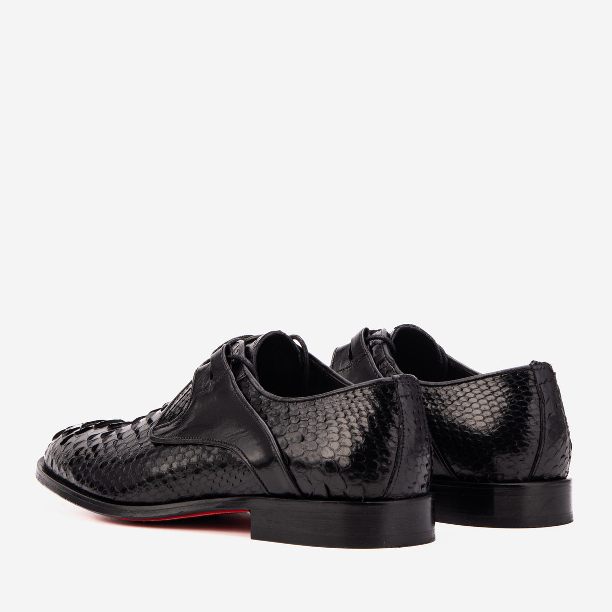 Zapato derby para hombre Valmont de cuero de pitón negro
